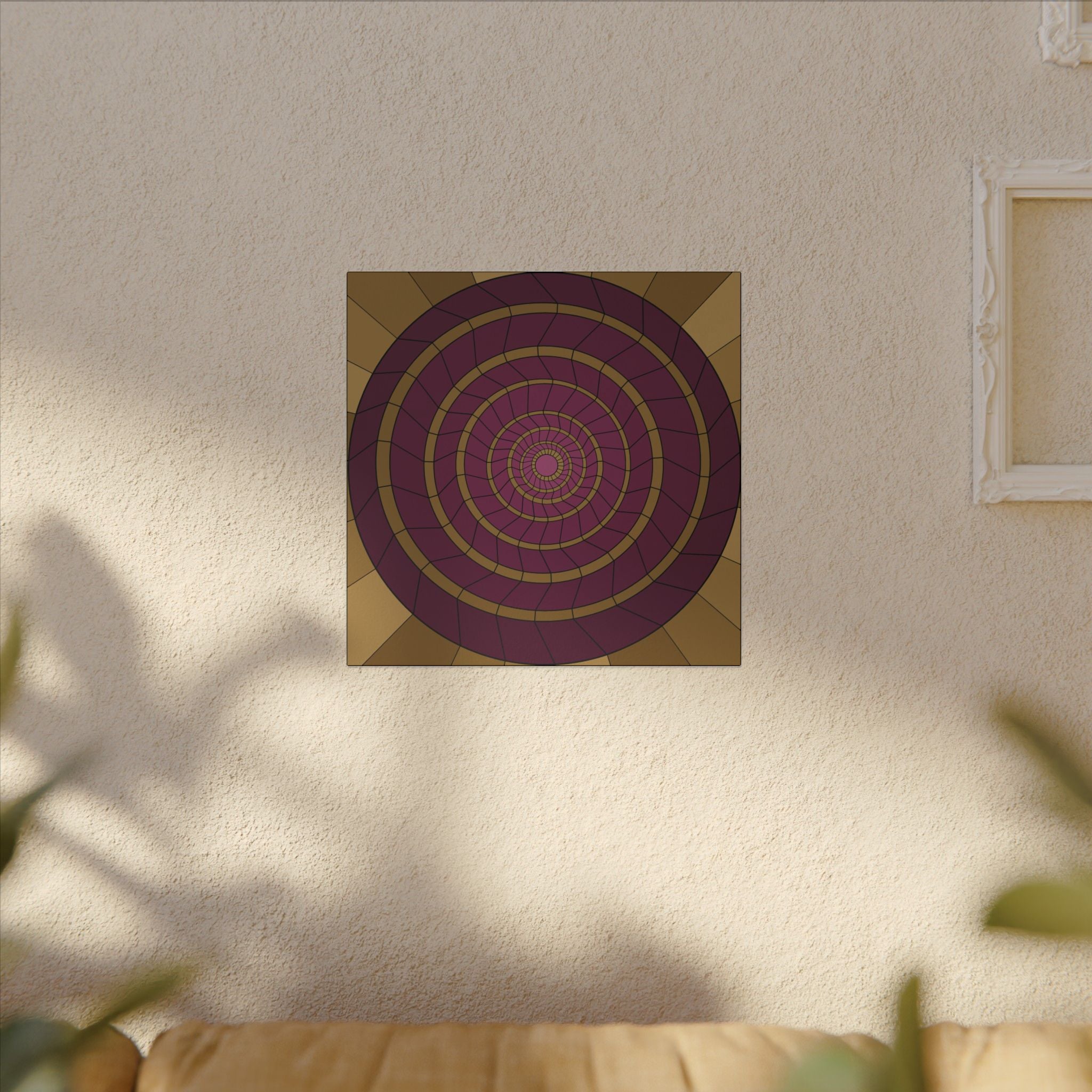 Abstract Spiral Wall Art Canvas — Retro Purple & Gold Geometric Print