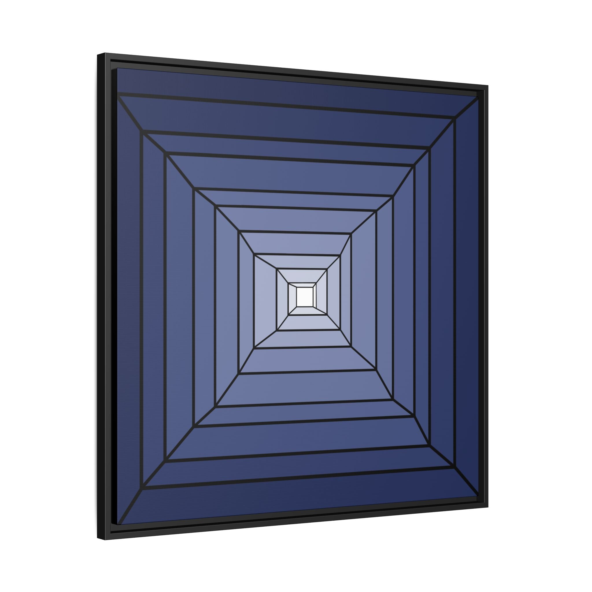 Framed Geometric Blue Gradient Canvas Art