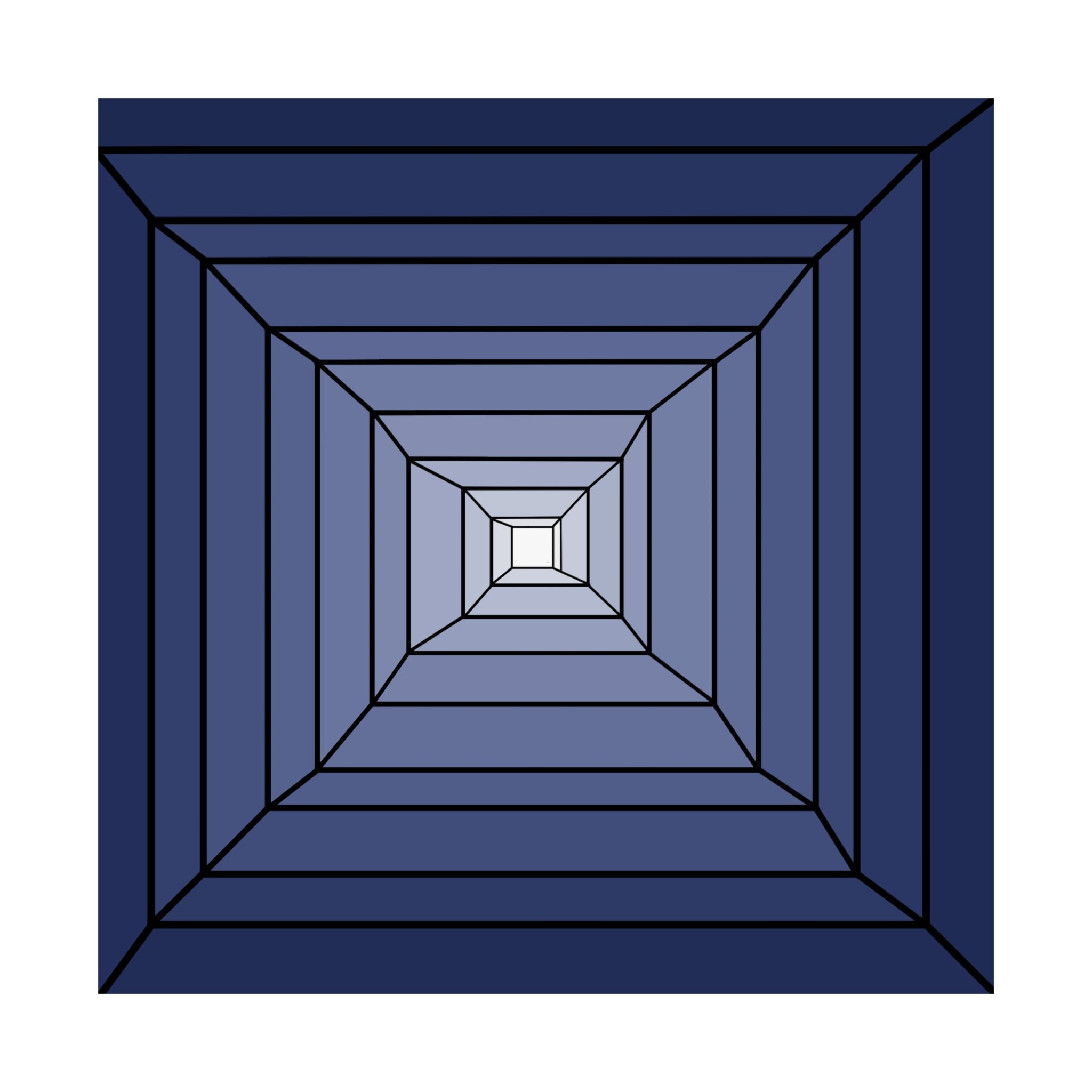 Blue Geometric Tunnel Matte Poster — Minimal Optical Illusion Wall Art