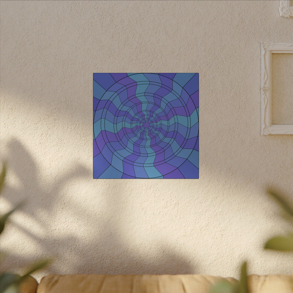 Blue Purple Spiral Abstract Canvas Wall Art — Geometric Optical Illusion Matte Print