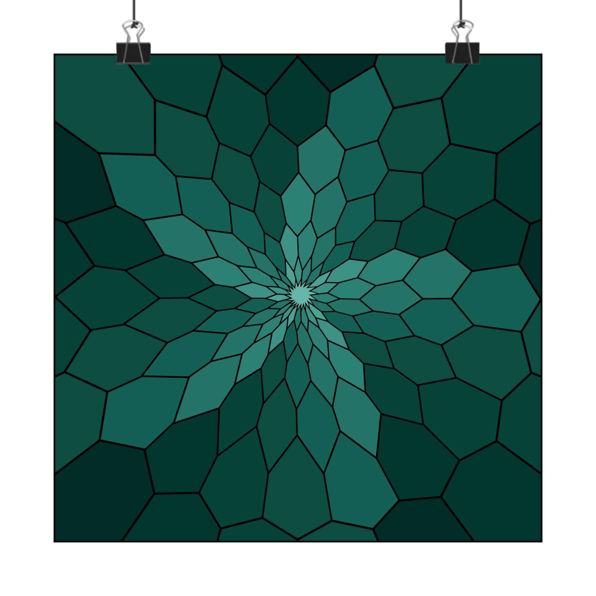 Geometric Green Mosaic Matte Poster 10″ x 10″ Matte