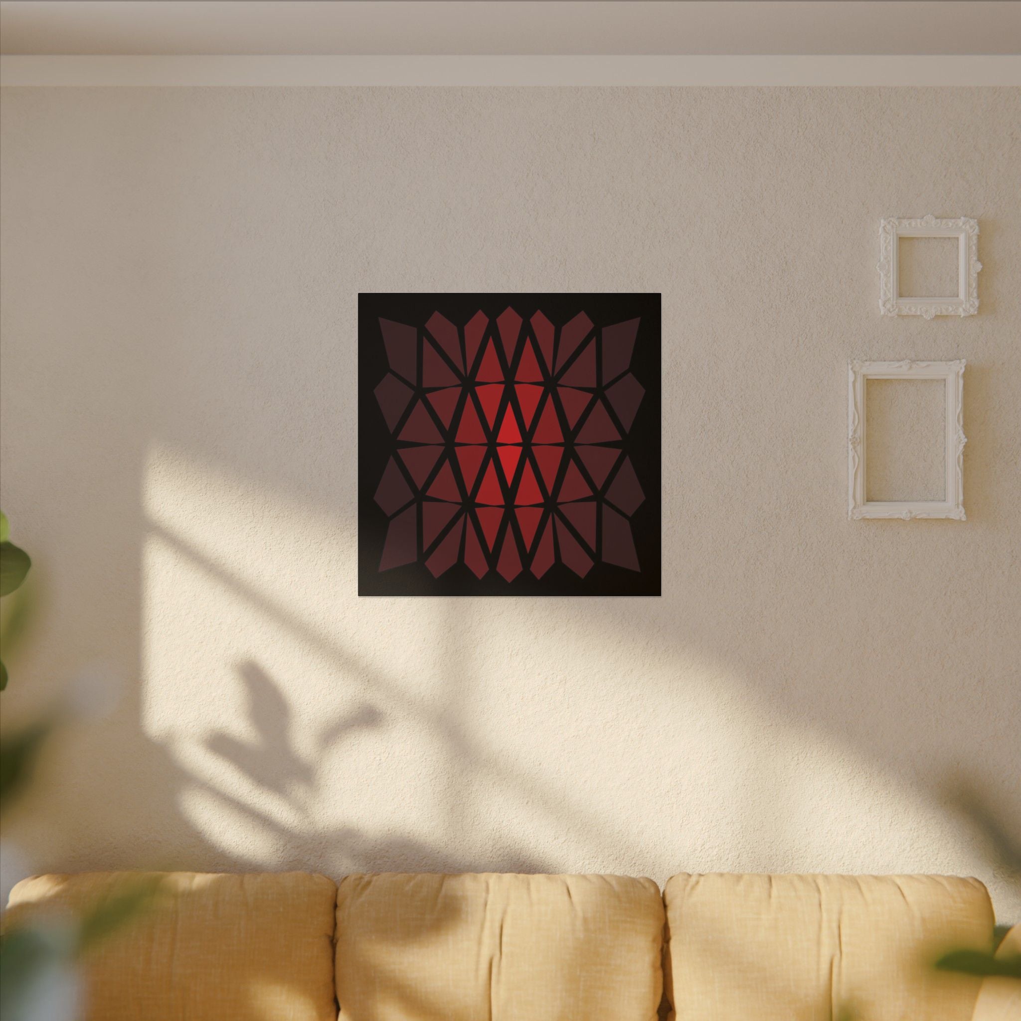 Geometric Red Mosaic Canvas Art — Modern Abstract Wall Decor