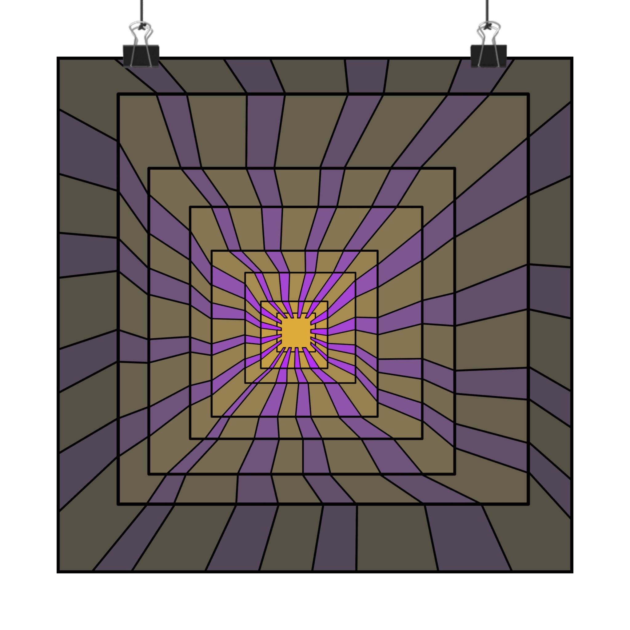 Psychedelic Square Spiral Poster — Matte Vertical Wall Art 10″ x 10″ Matte