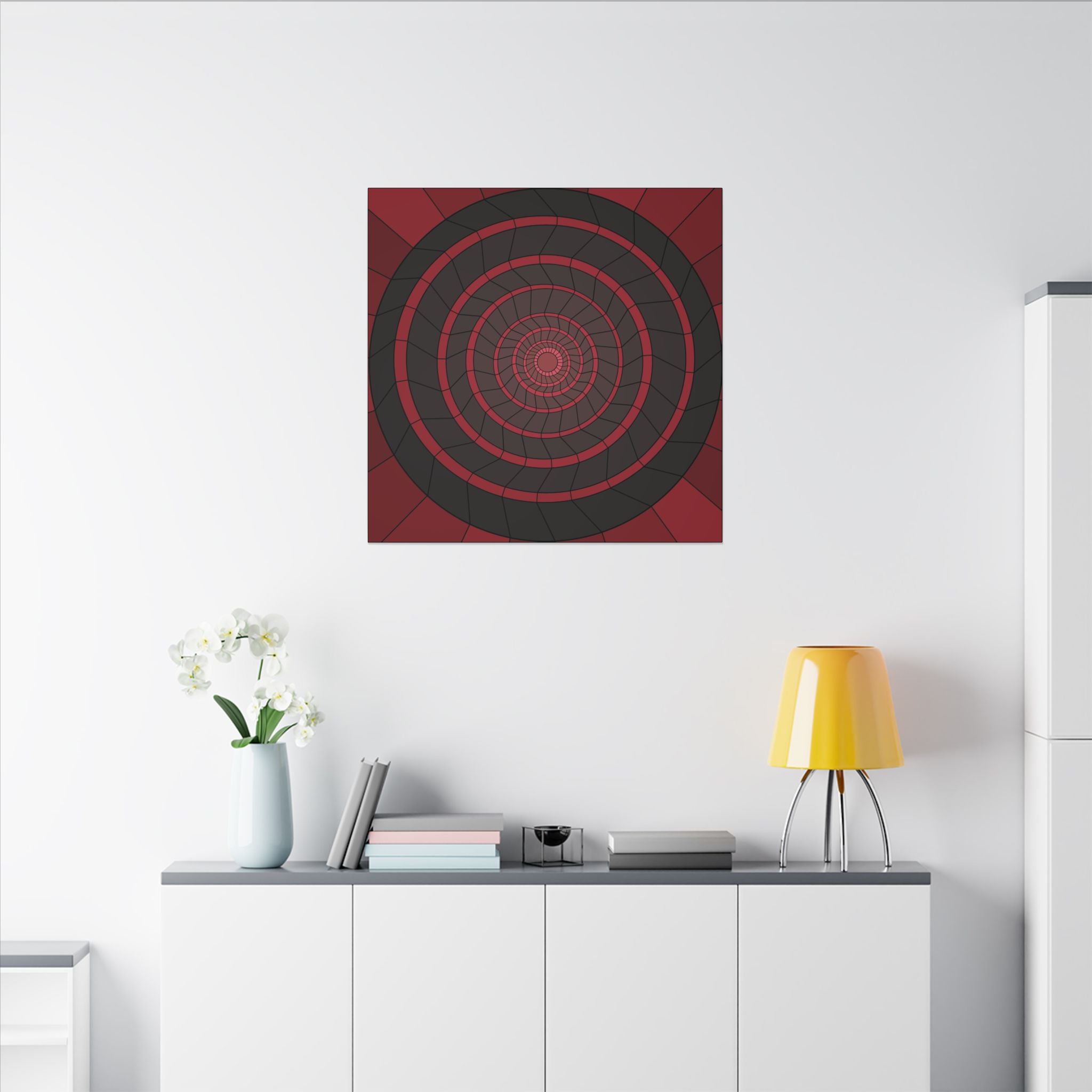 Red Spiral Optical Art Canvas