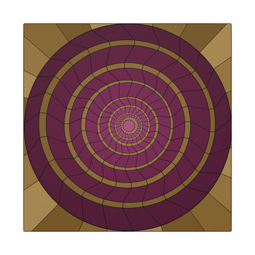 Abstract Spiral Wall Art Canvas — Retro Purple & Gold Geometric Print 14" x 14" 0.75''