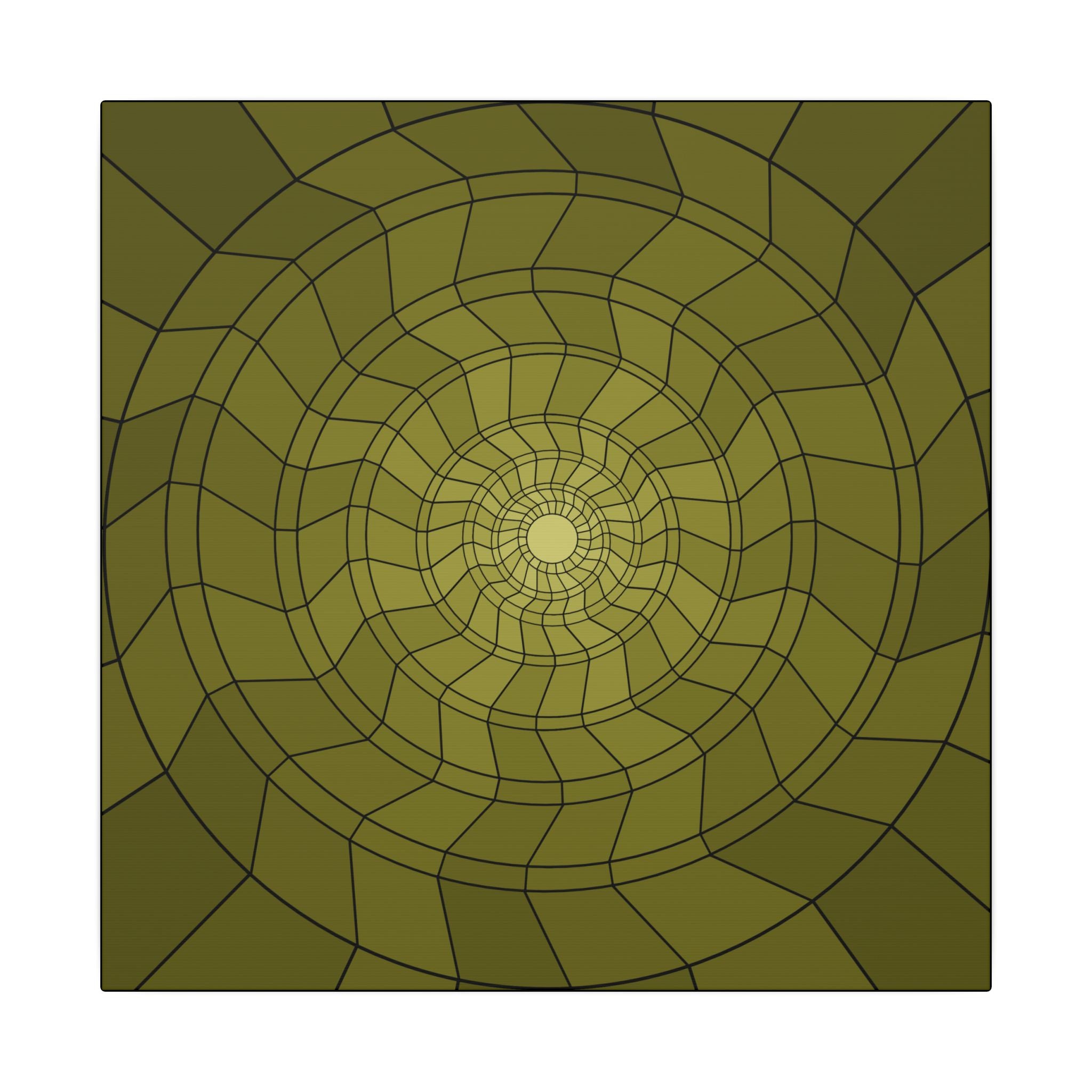 Olive Geometric Vortex Matte Canvas Art 14" x 14" 0.75''