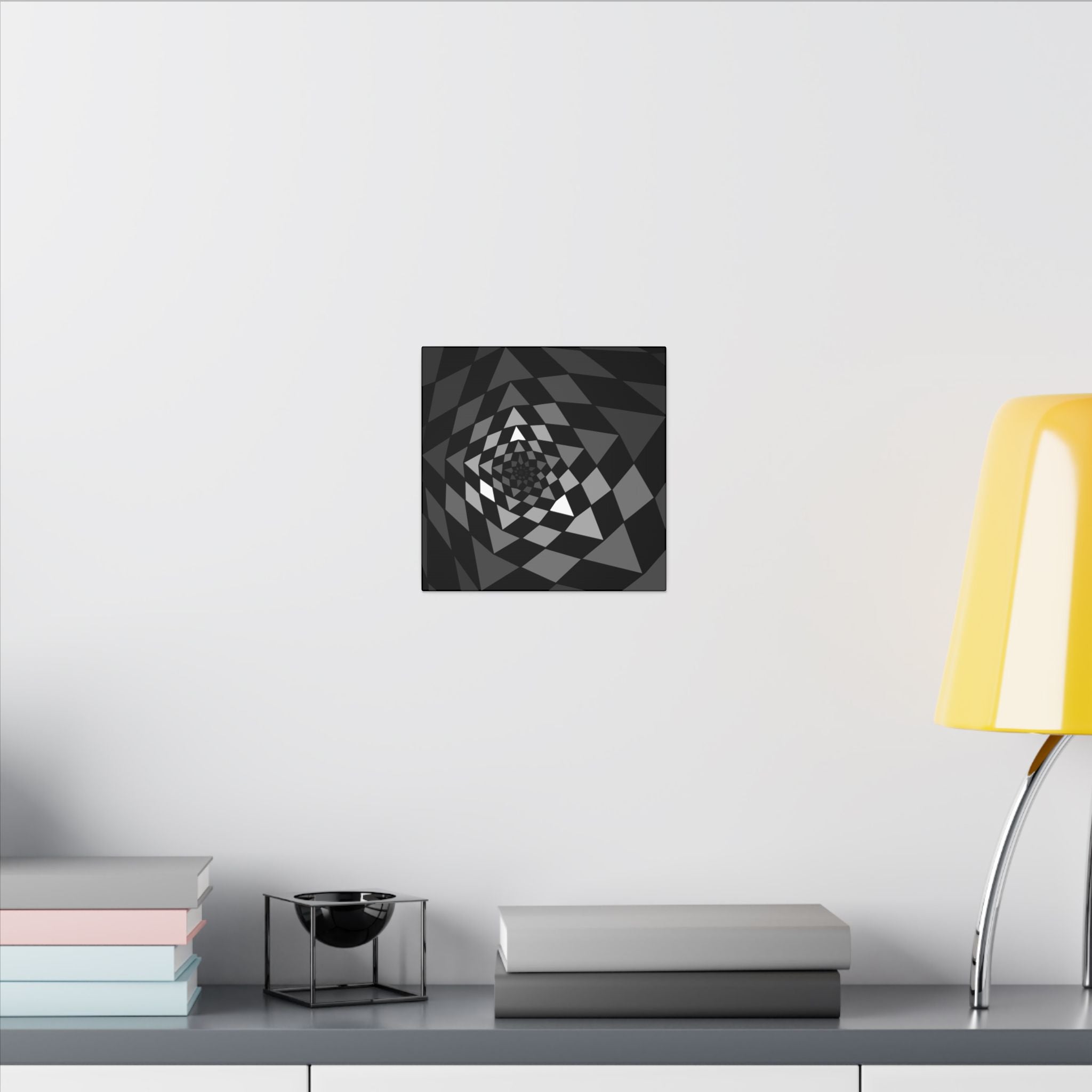 Geometric Spiral Canvas Wall Art — Monochrome Optical Illusion