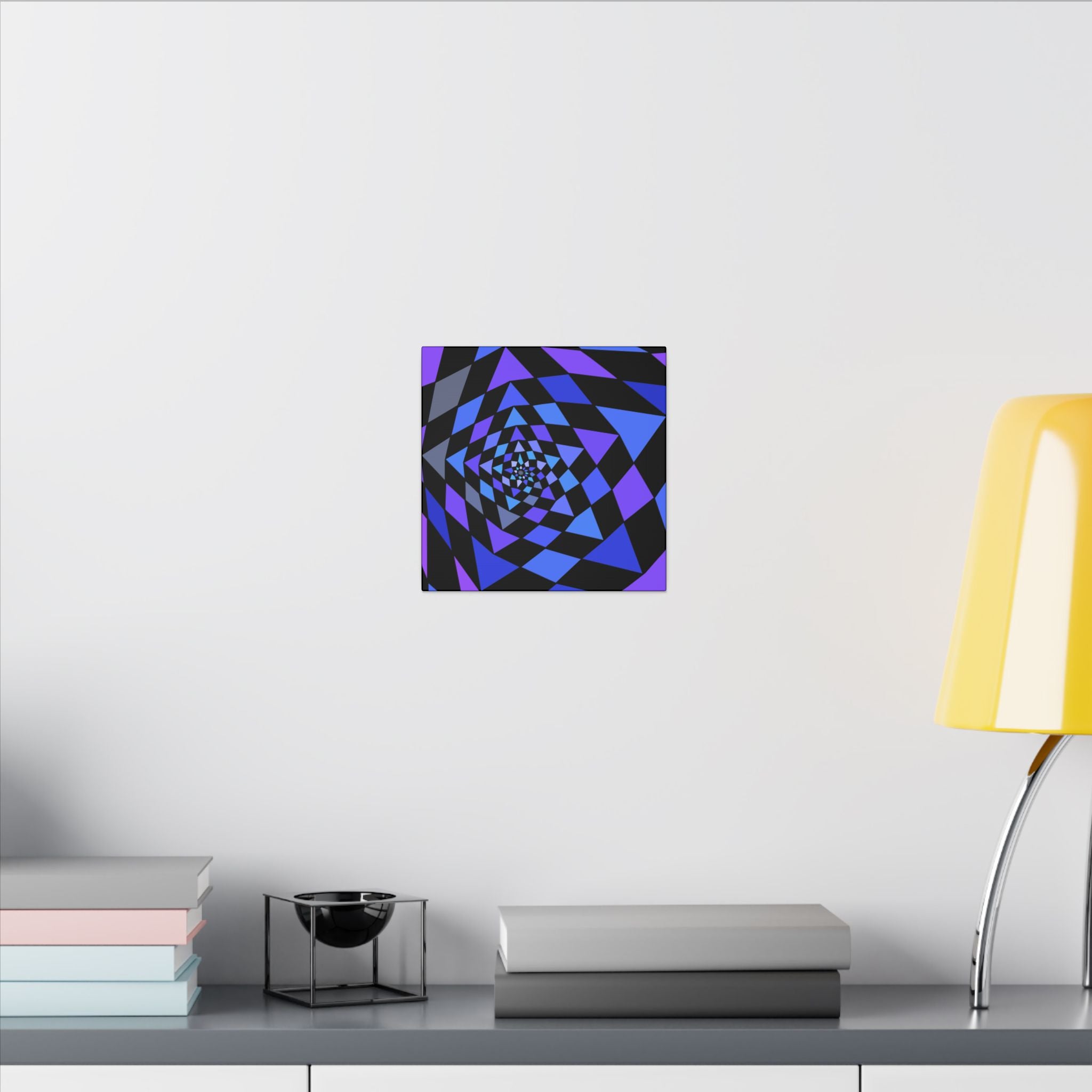 Geometric Spiral Canvas Print — Blue & Purple Optical Illusion Wall Art