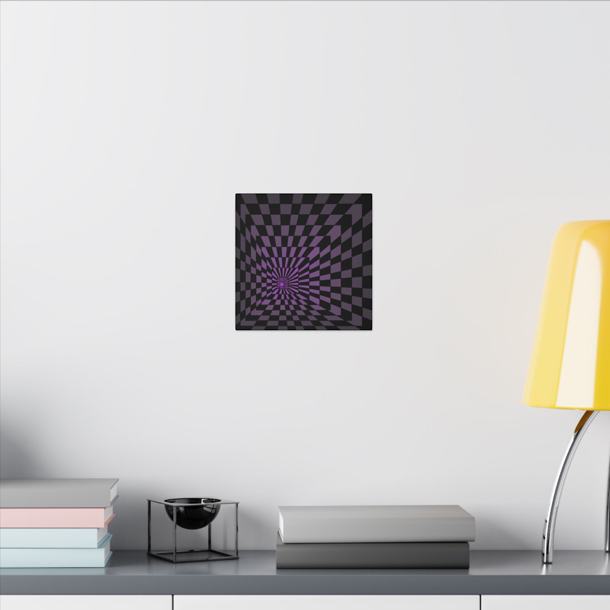 Purple Checkerboard Optical Illusion Canvas