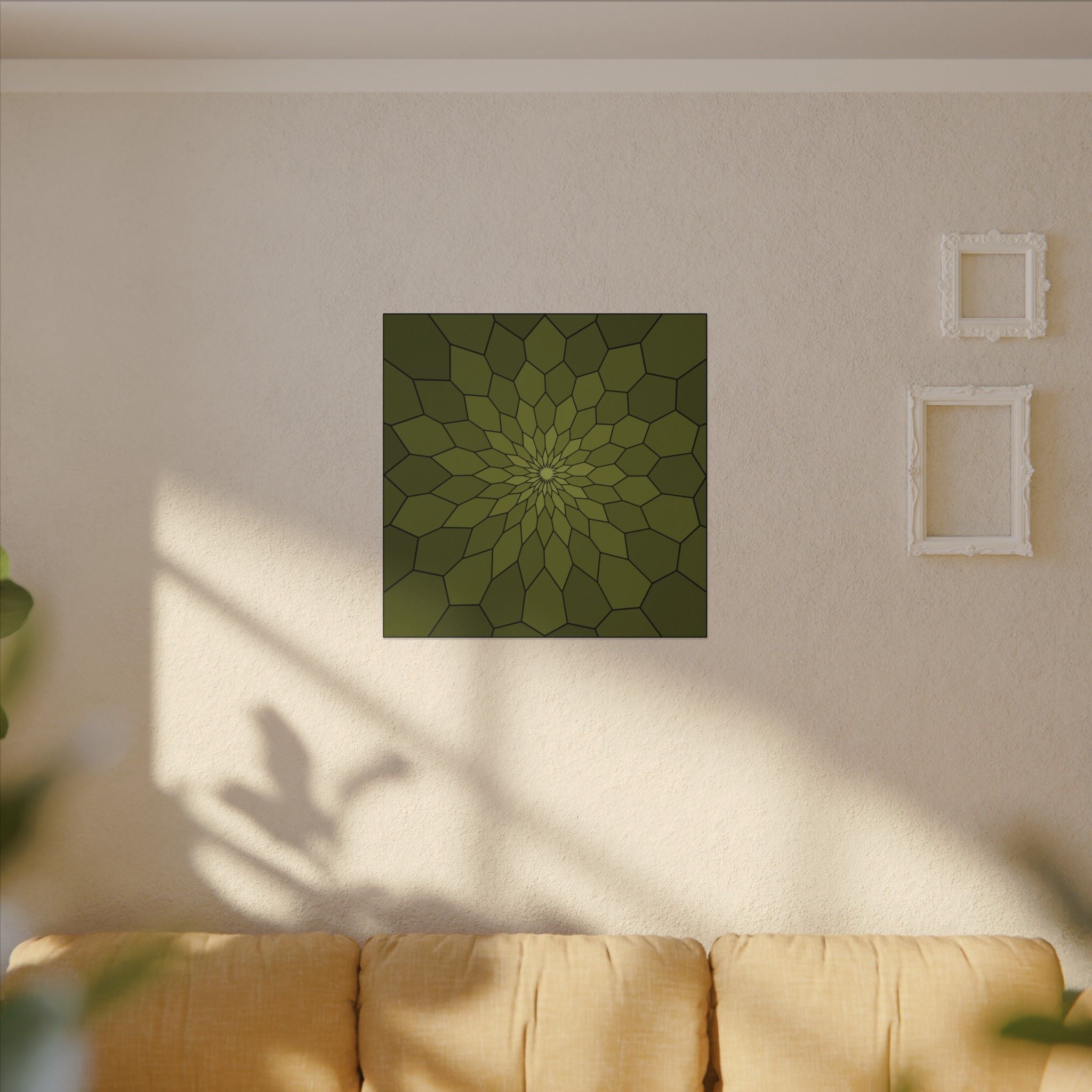 Olive Geometric Sunburst Canvas