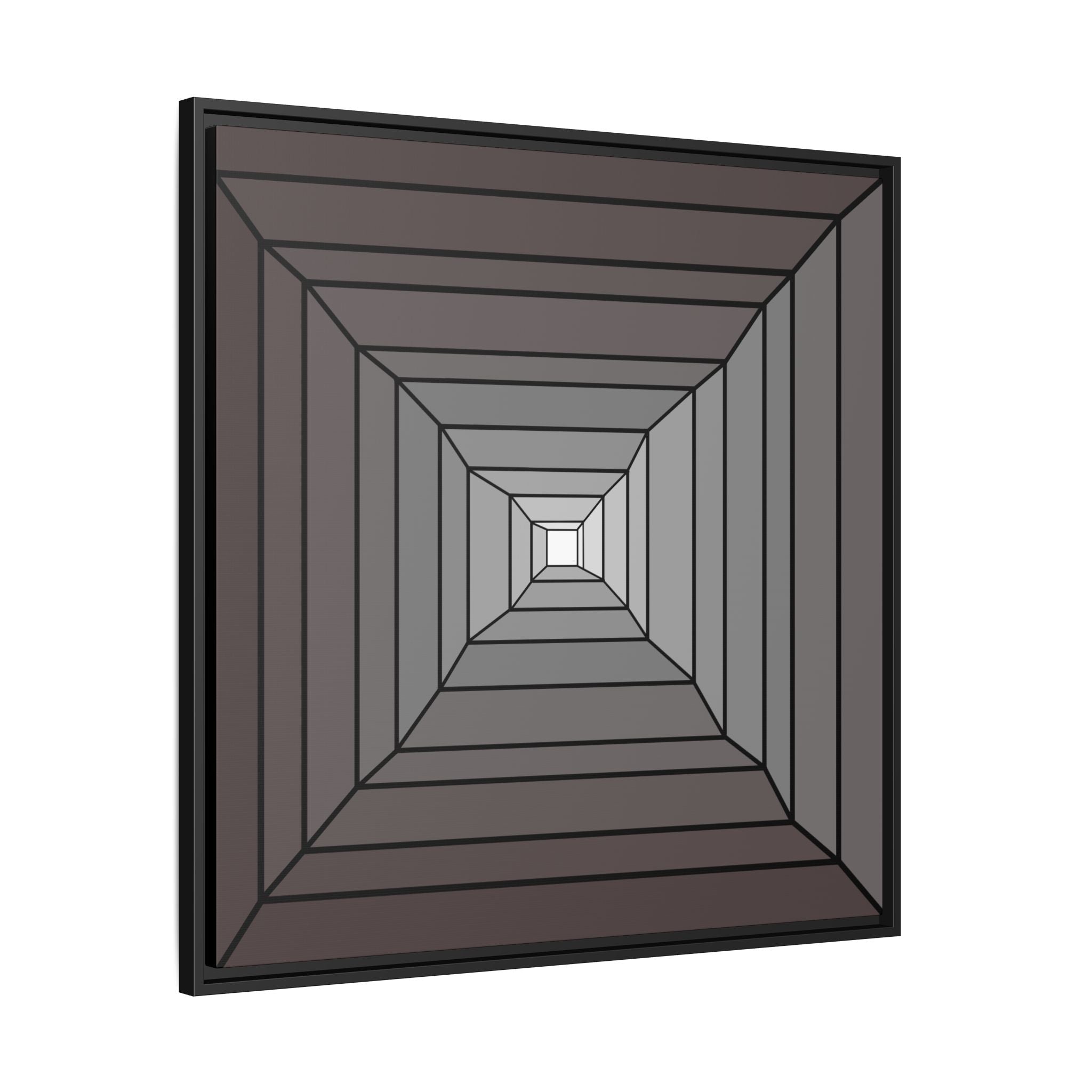Framed Geometric Gradient Canvas — Modern Monochrome Wall Art