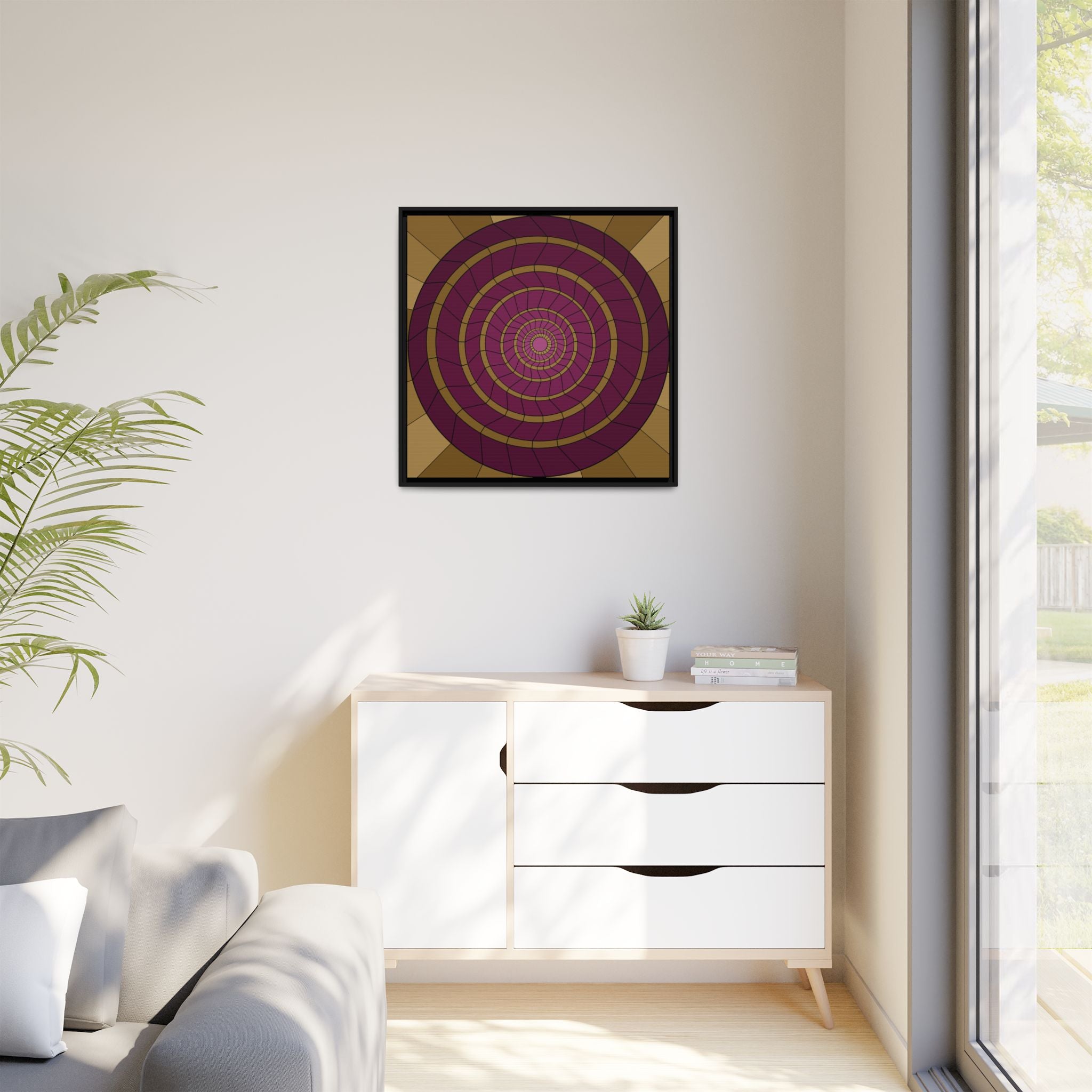 Framed Abstract Spiral Wall Art — Matte Canvas Geometric Print