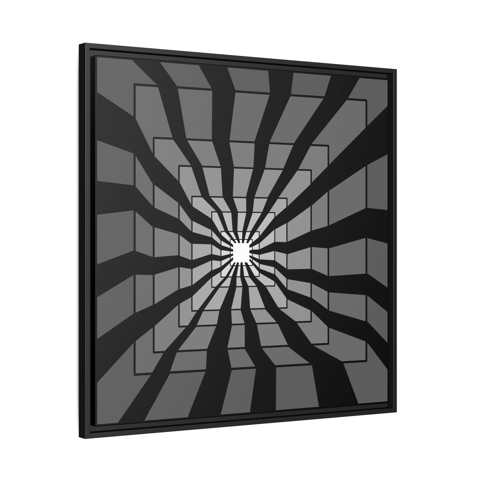 Framed Matte Canvas: Geometric Optical Illusion Wall Art