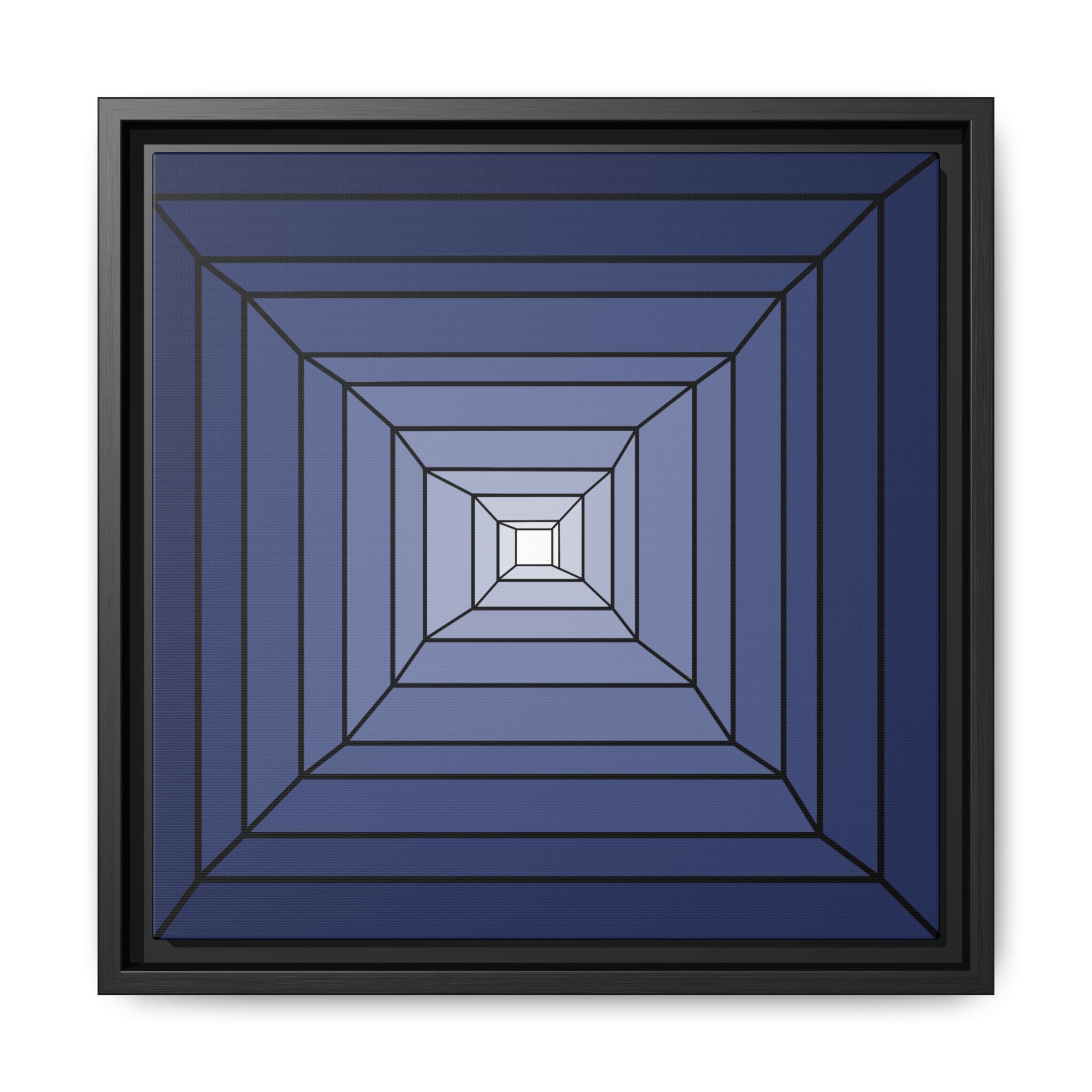 Geometric Blue Gradient Framed Canvas Art 14" x 14" Black 1.25"