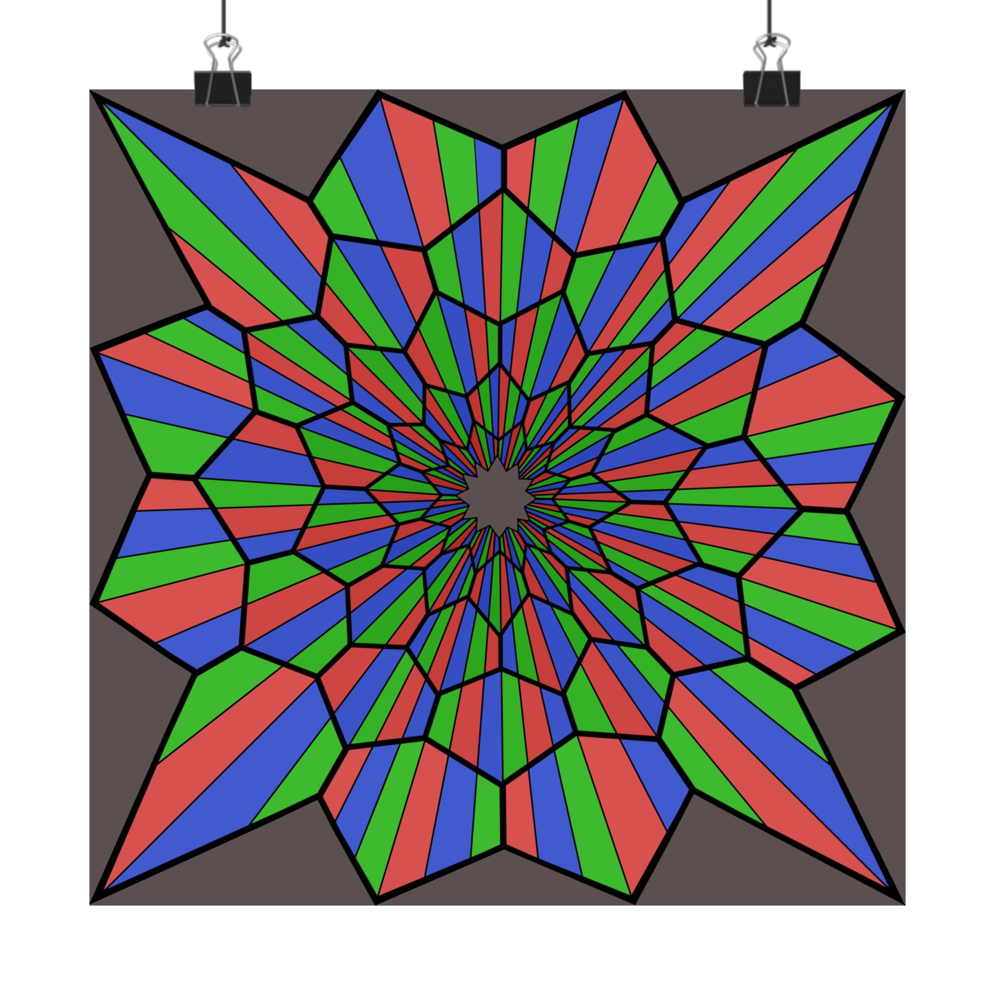 Geometric Starburst Matte Poster — Colorful Abstract Wall Art 10″ x 10″ Matte