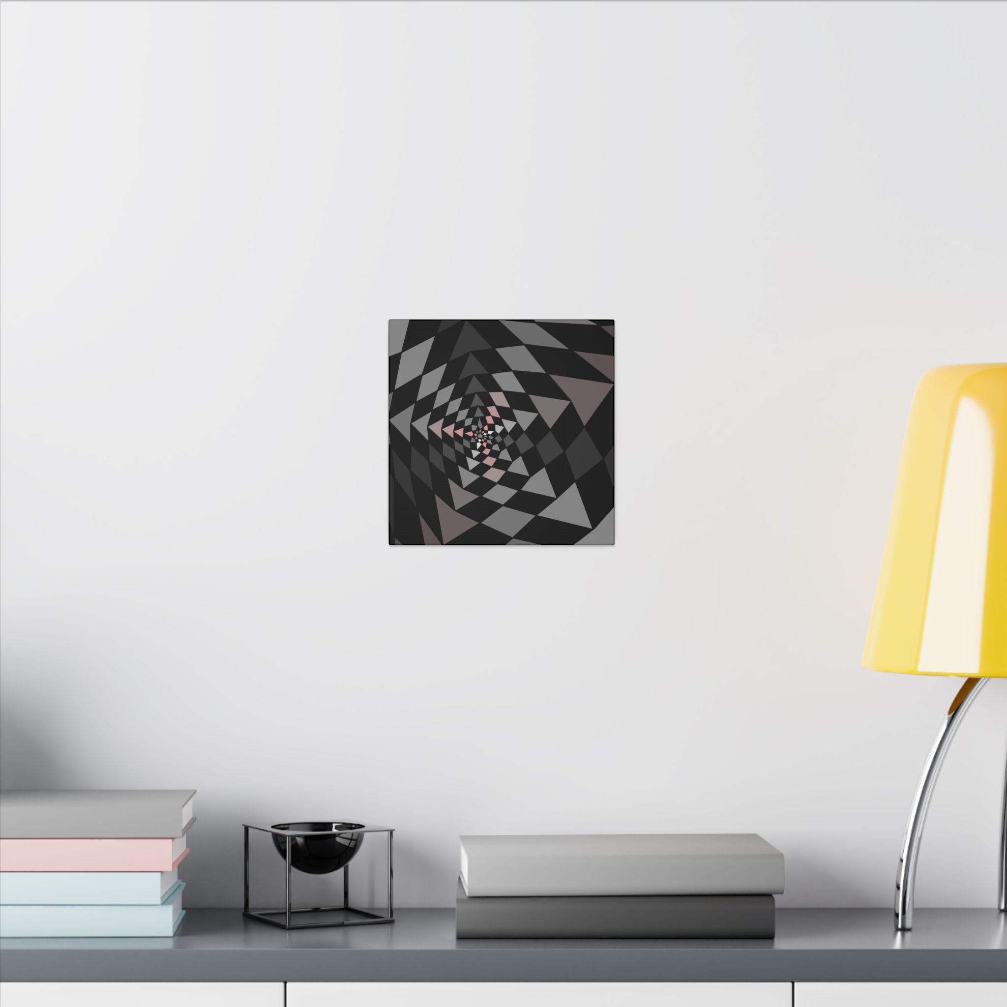 Geometric Spiral Matte Canvas Art — Modern Black & Gray Optical Illusion Wall Decor