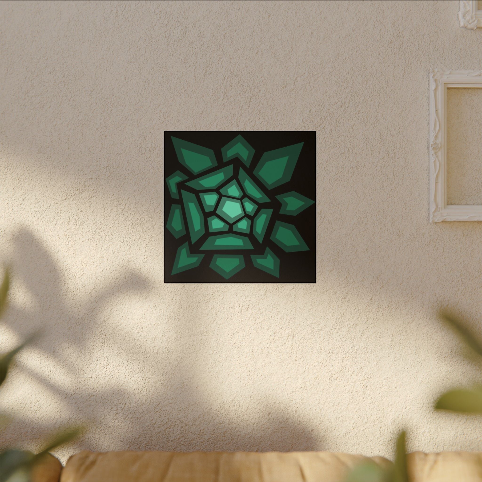 Emerald Geometric Canvas Art — Green Gem Abstract Wall Decor