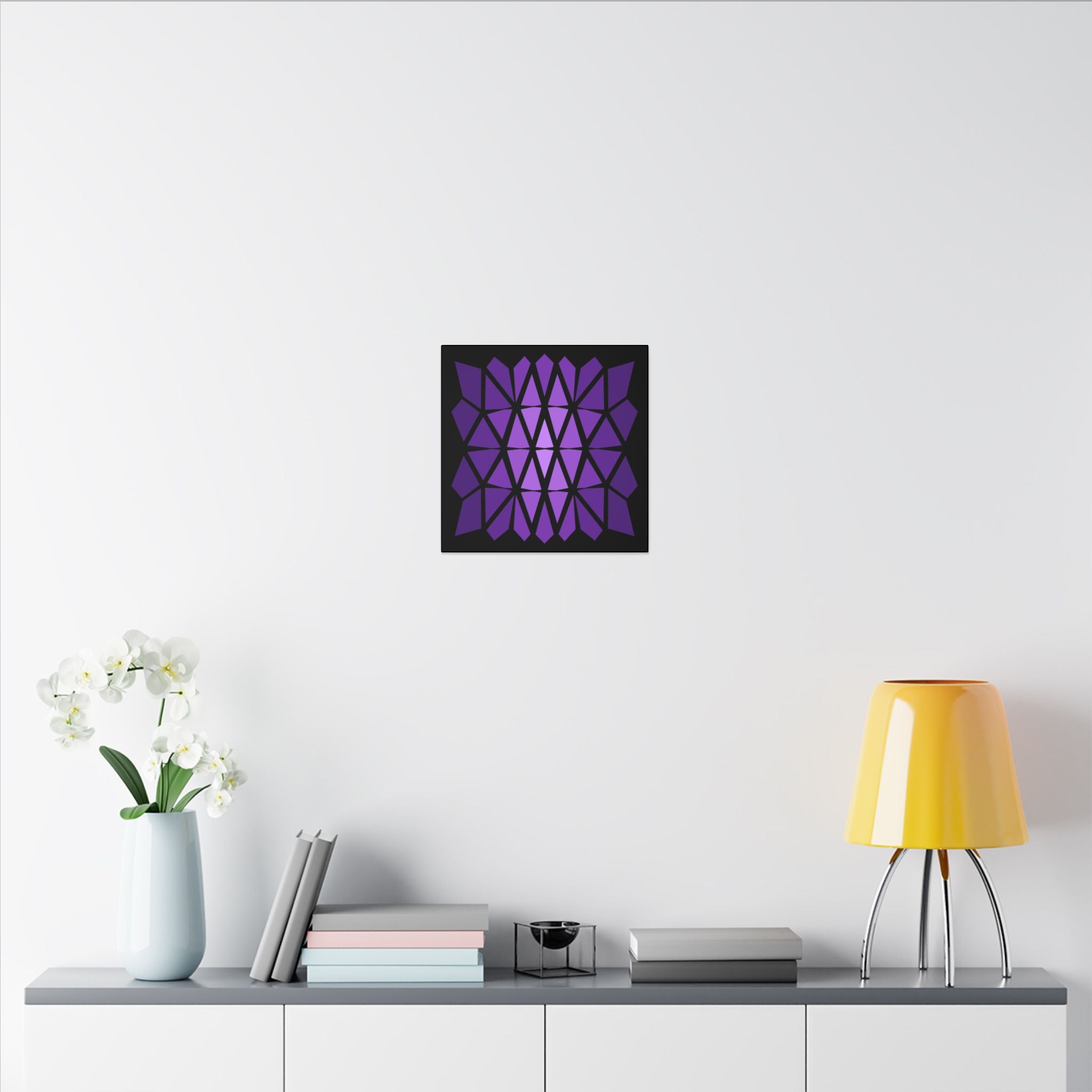 Geometric Purple Prism Canvas Wall Art — Modern Abstract Stretched Print