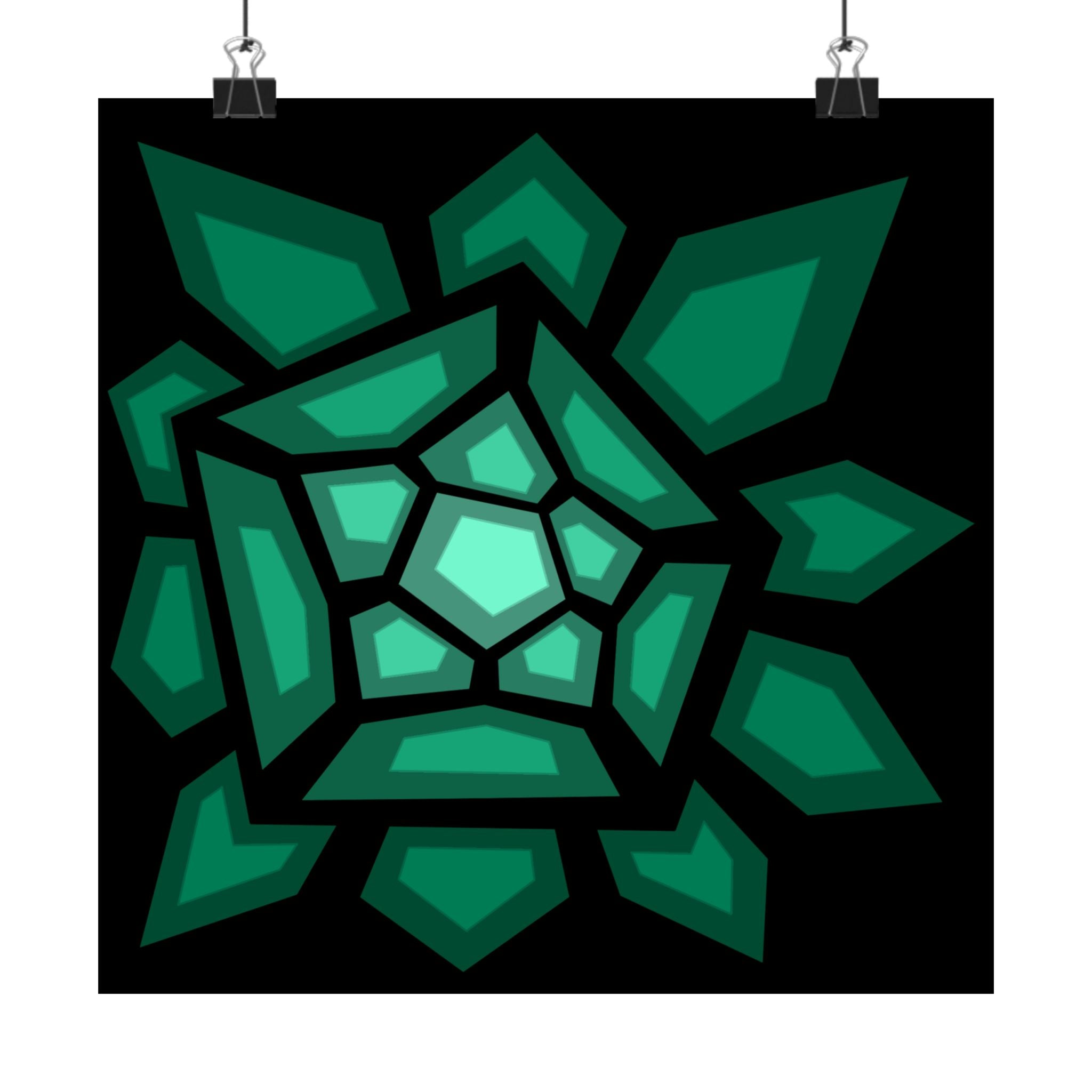 Emerald Geometric Poster — Matte Vertical Wall Art 10″ x 10″ Matte