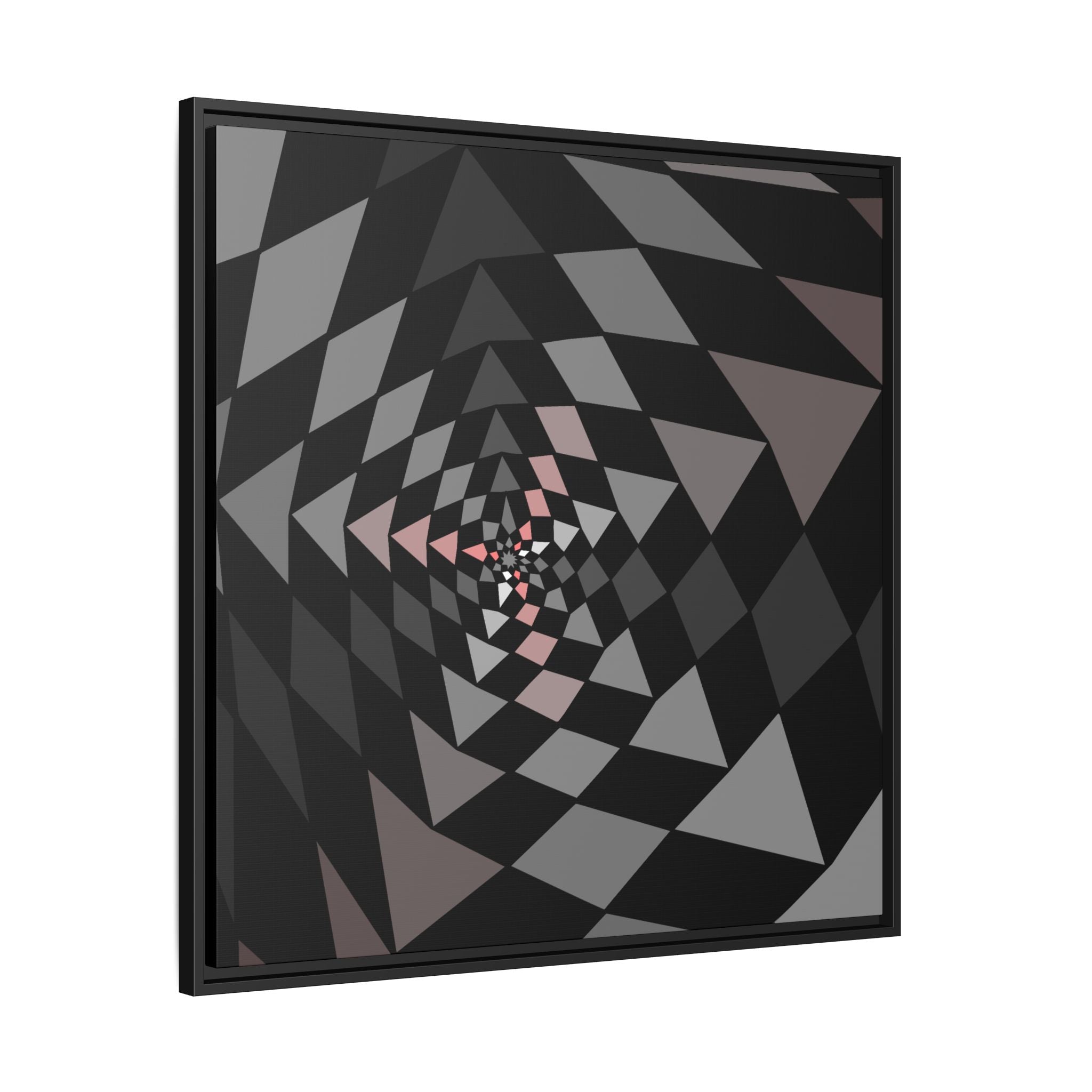 Framed Geometric Spiral Canvas Print — Modern Optical Illusion Wall Art