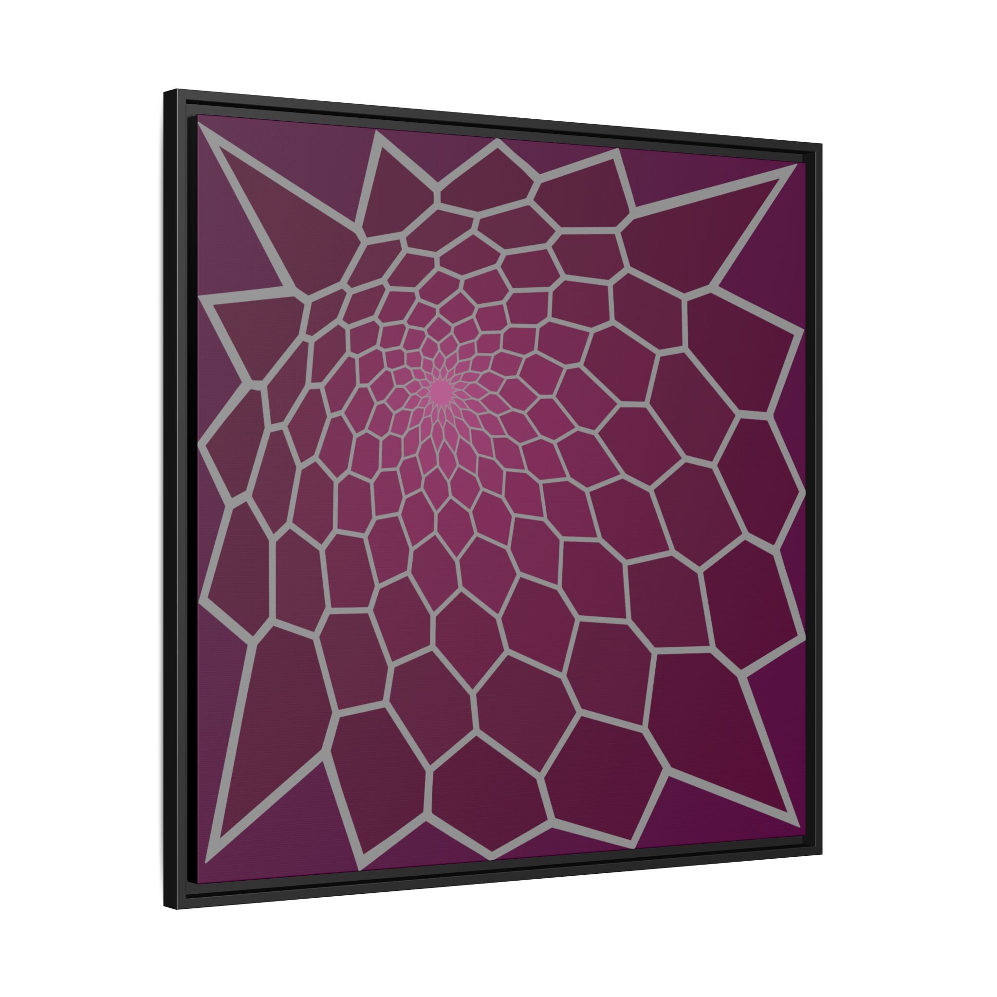 Geometric Spiral Framed Canvas Art — Modern Purple Web Pattern