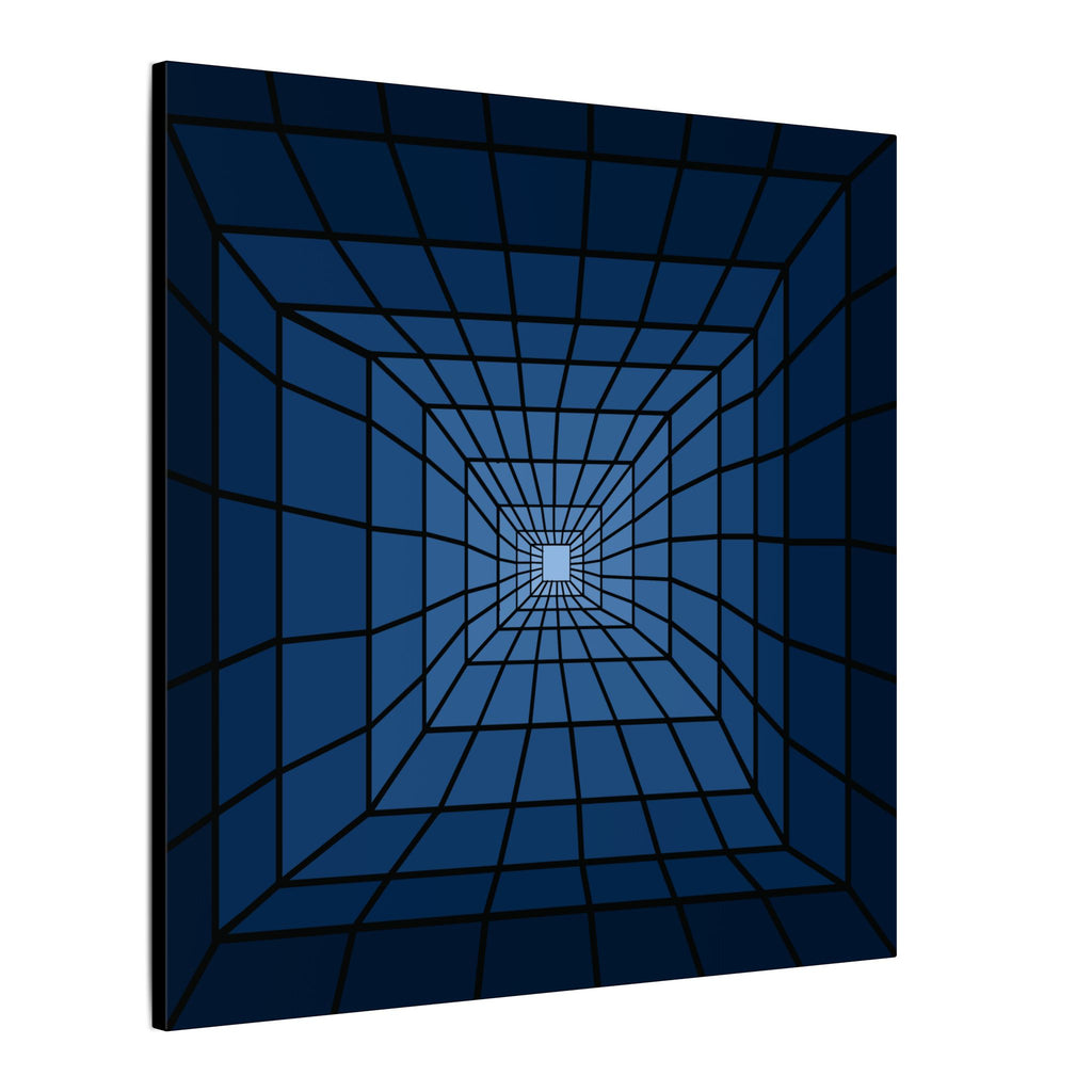 Blue Geometric Tunnel Canvas Wall Art — Optical Illusion Abstract