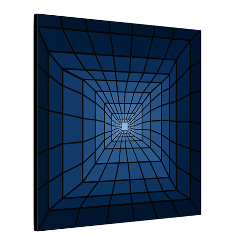 Blue Geometric Tunnel Canvas Wall Art — Optical Illusion Abstract