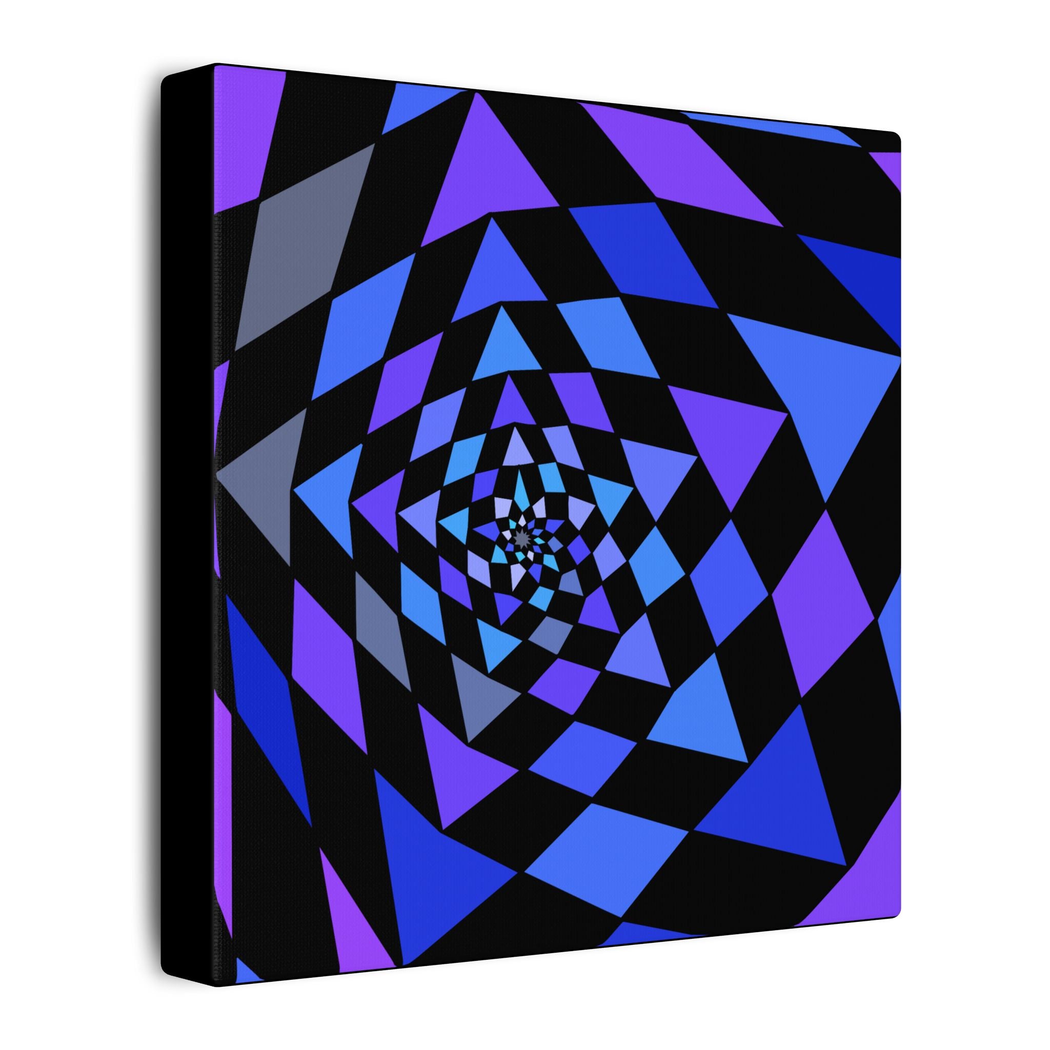 Geometric Optical Illusion Matte Canvas Wall Art — Blue & Purple Spiral