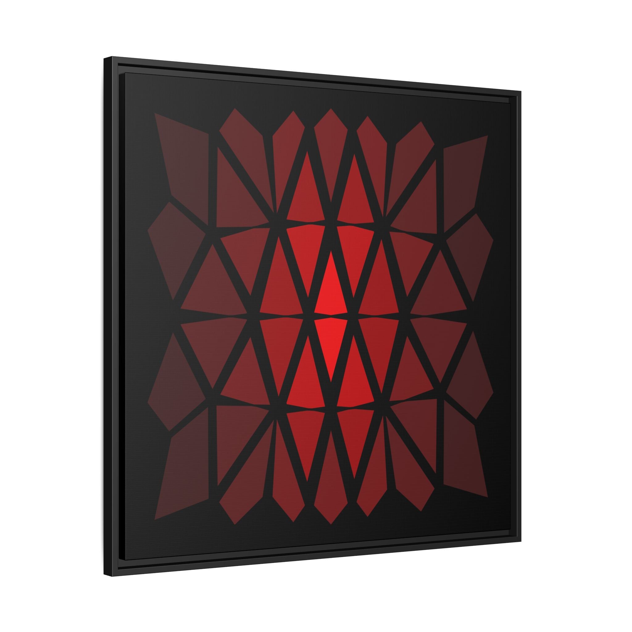 Framed Geometric Red Gradient Canvas Art