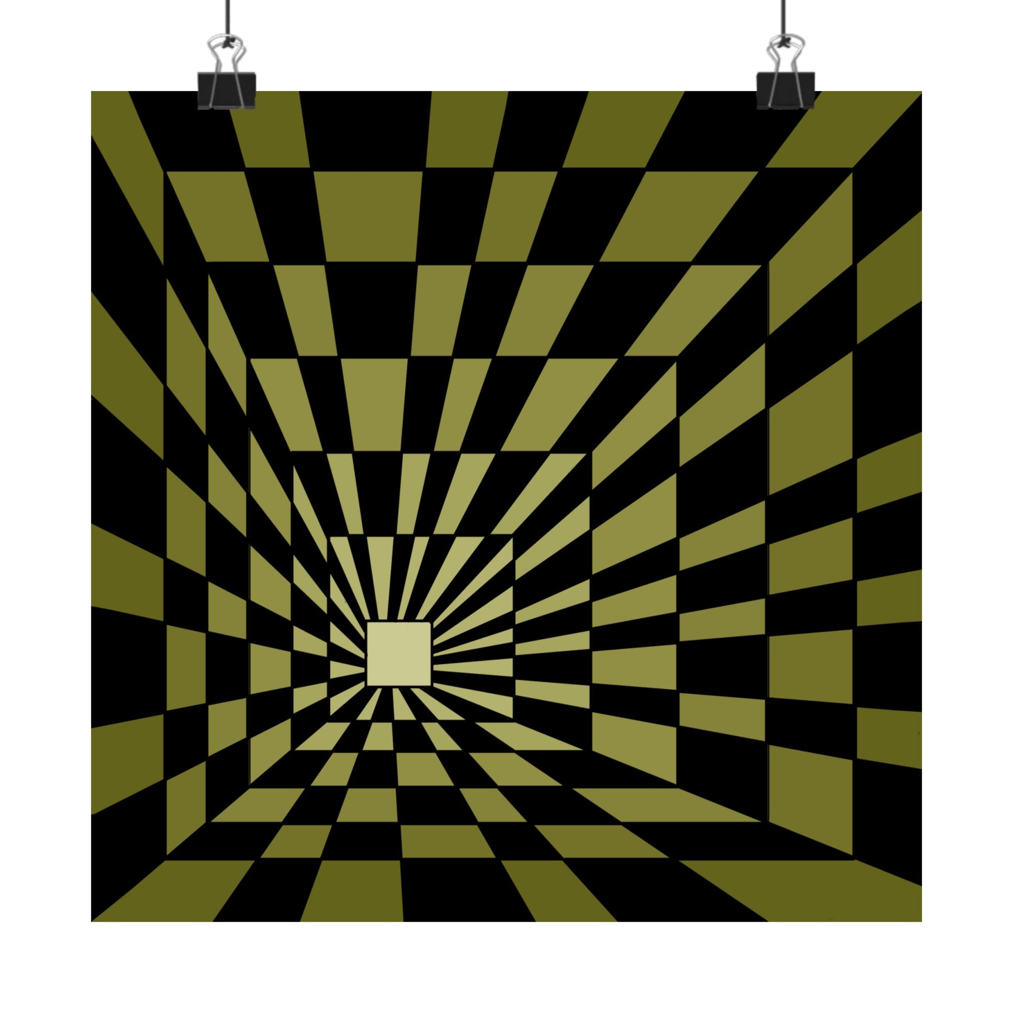 Optical Illusion Checkerboard Poster 10″ x 10″ Matte