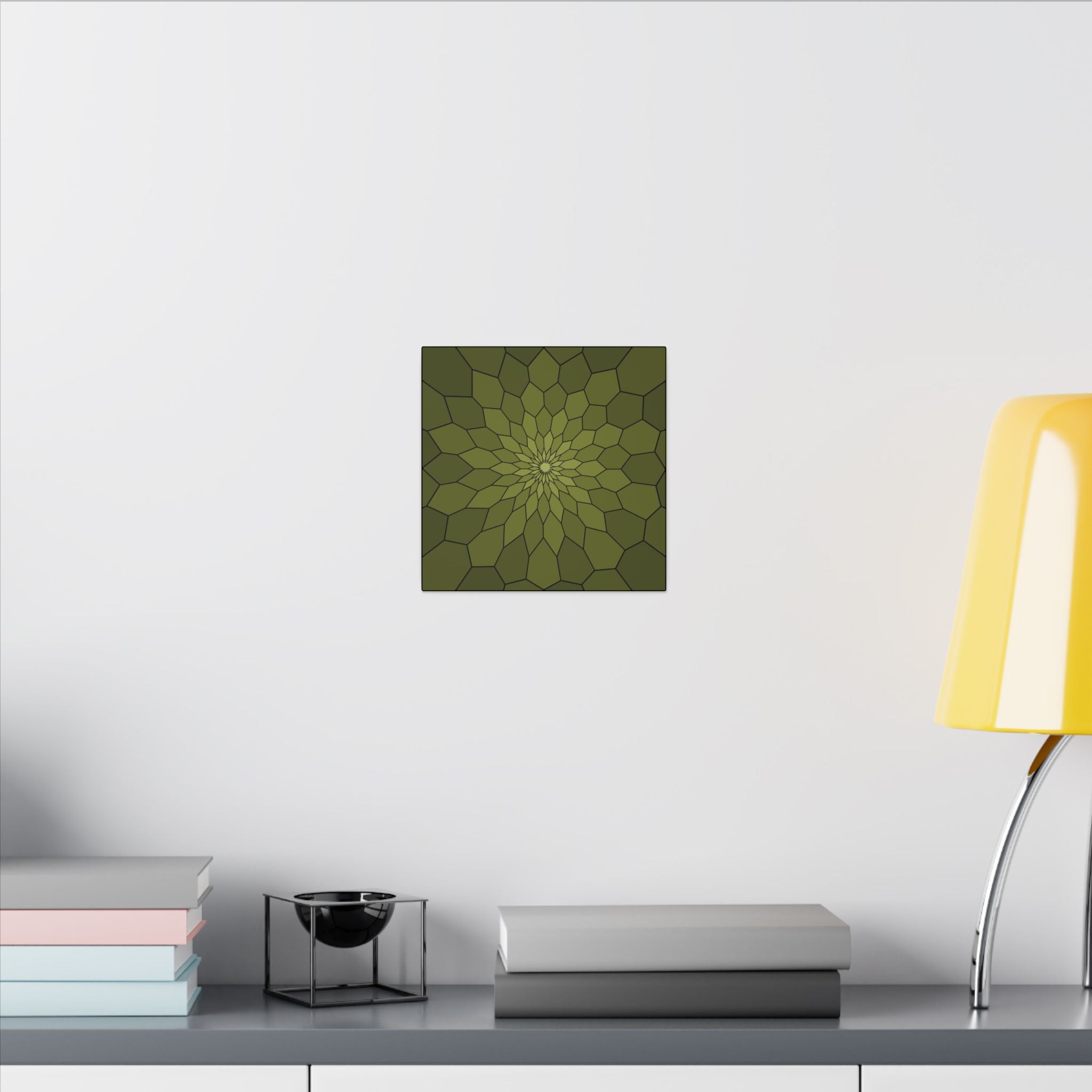 Olive Geometric Sunburst Canvas