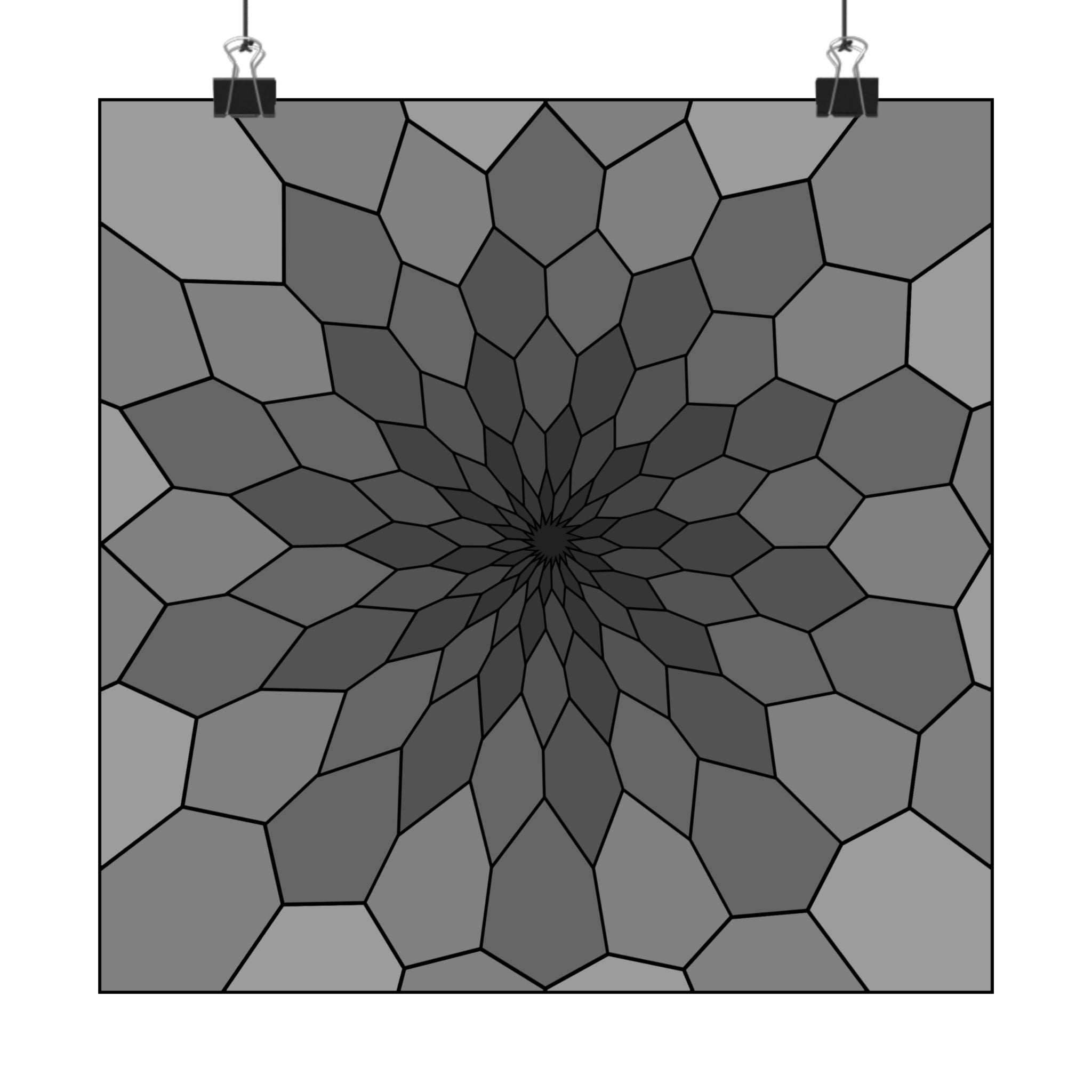 Geometric Starburst Matte Poster — Monochrome Abstract Wall Art 10″ x 10″ Matte