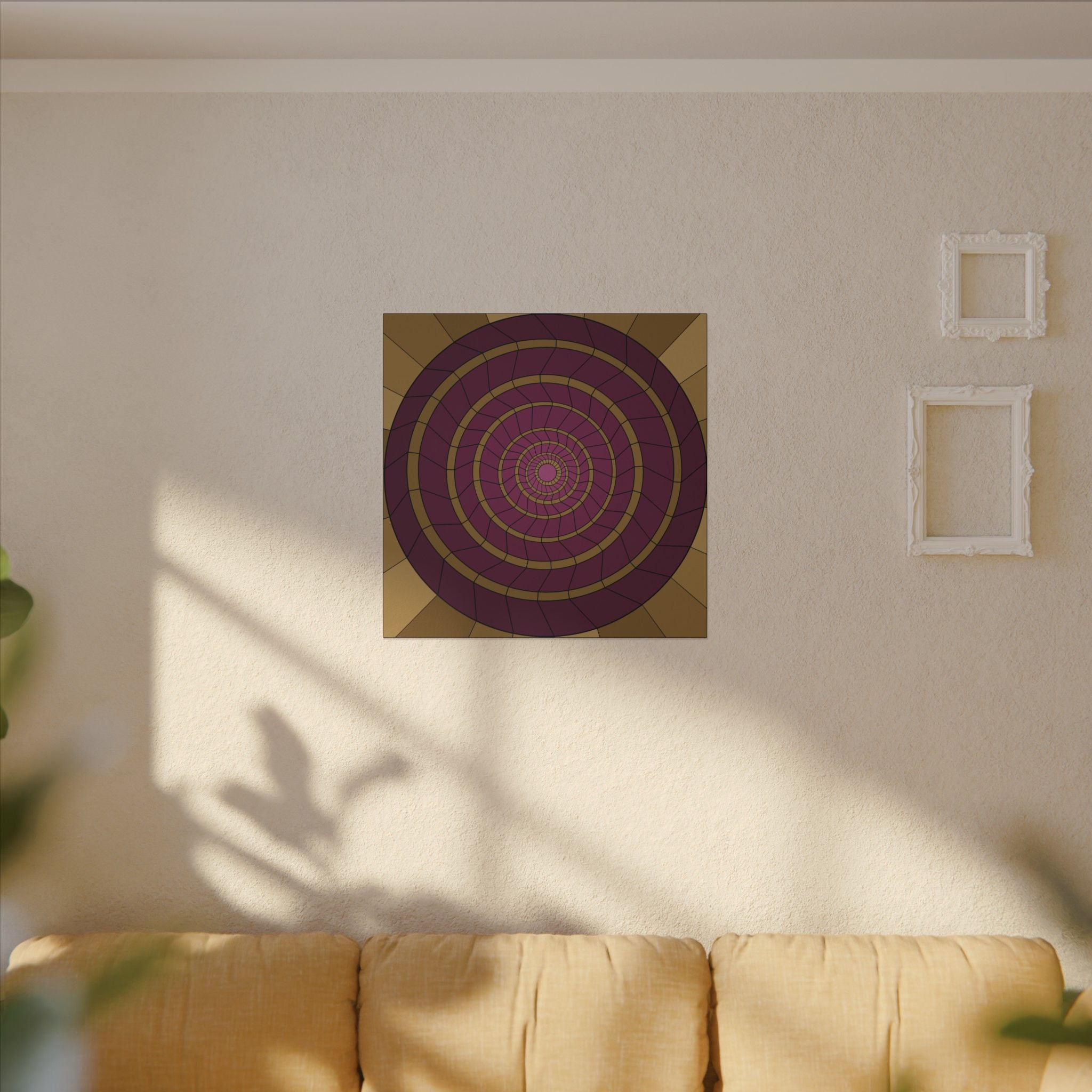 Abstract Spiral Wall Art Canvas — Retro Purple & Gold Geometric Print