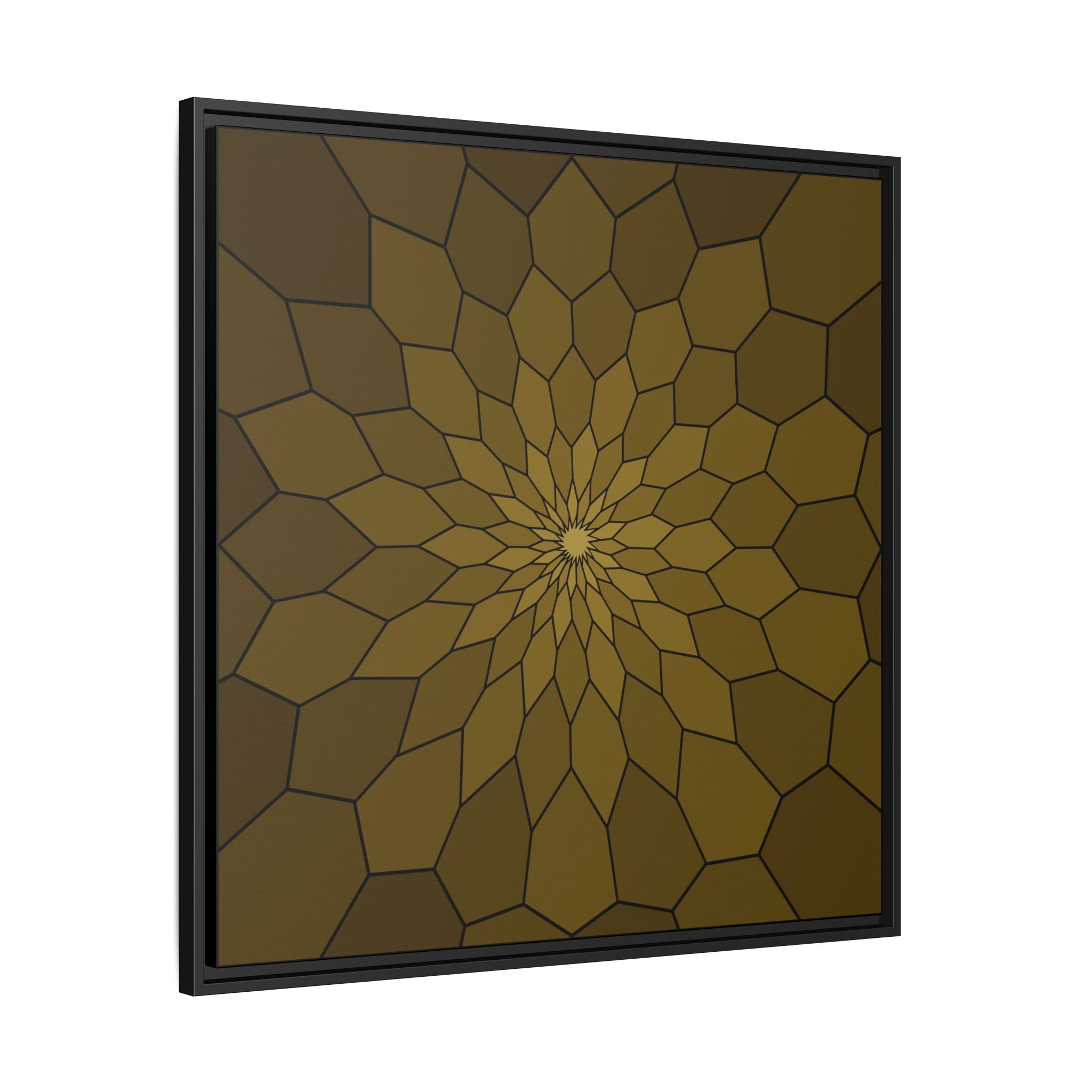 Framed Geometric Sunburst Canvas Art — Olive Brown Modern Wall Decor