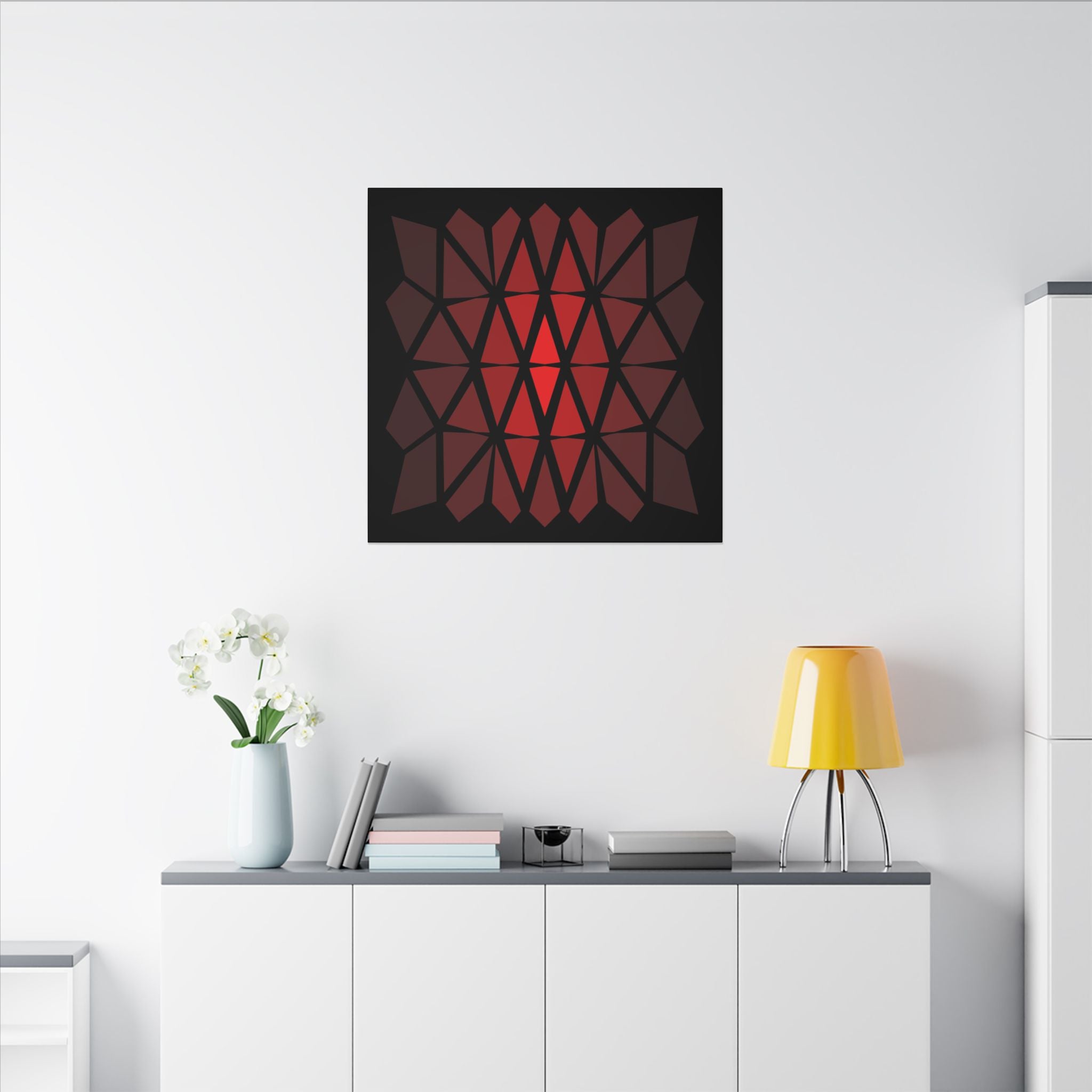 Geometric Red Mosaic Canvas Art — Modern Abstract Wall Decor
