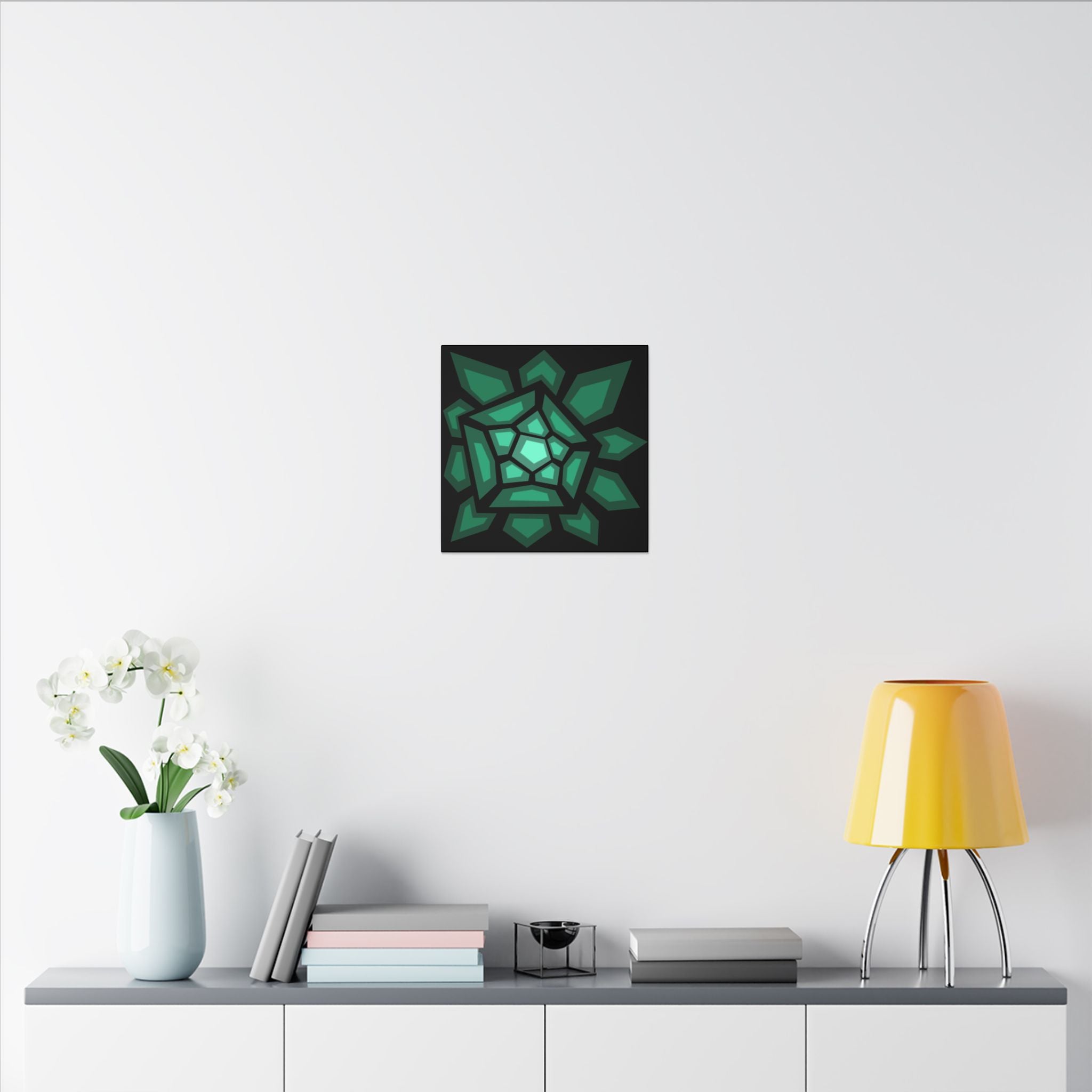 Emerald Geometric Canvas Art — Green Gem Abstract Wall Decor