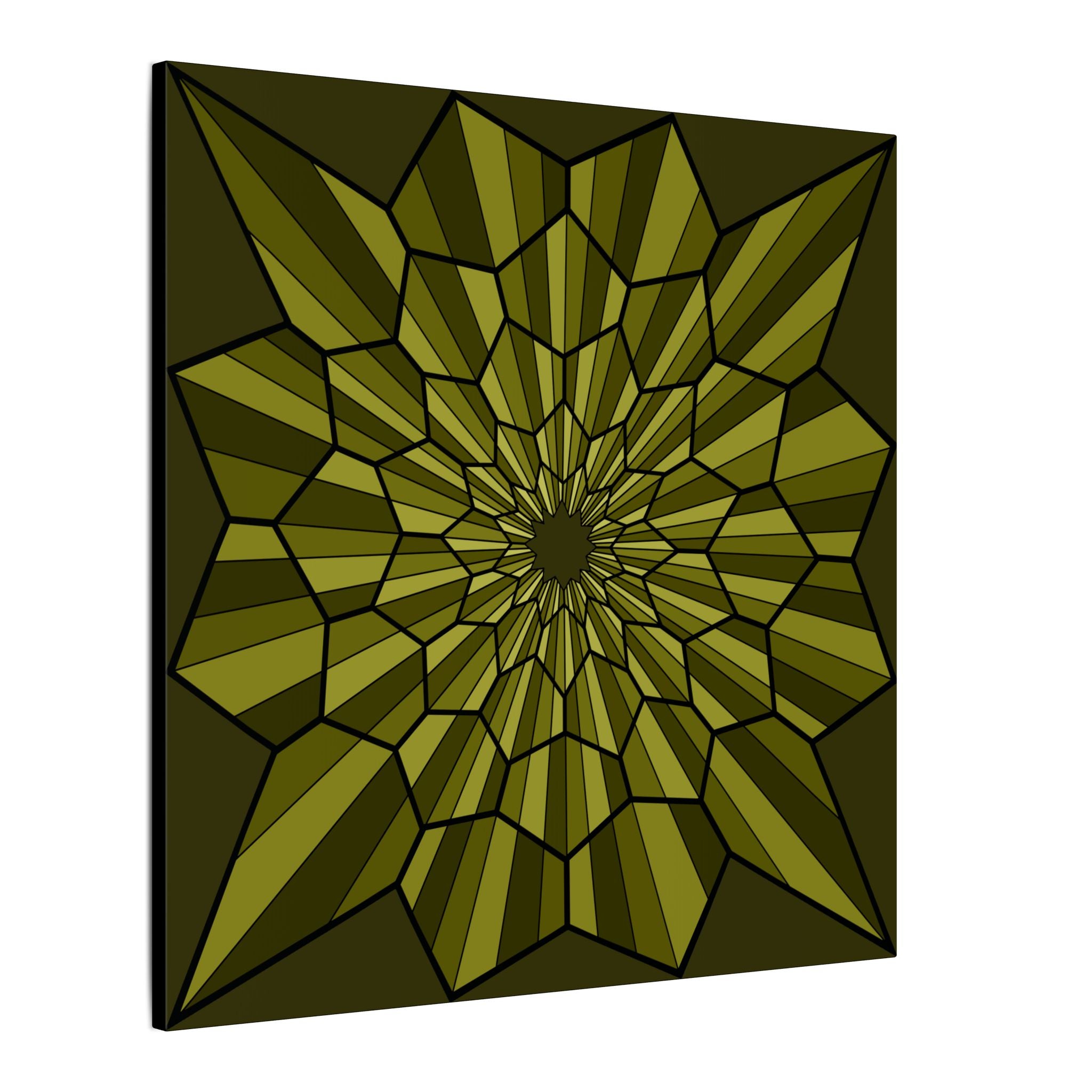 Olive Geometric Starburst Matte Canvas — Stretched Wall Art
