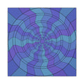 Blue Purple Spiral Abstract Canvas Wall Art — Geometric Optical Illusion Matte Print 14" x 14" 0.75''