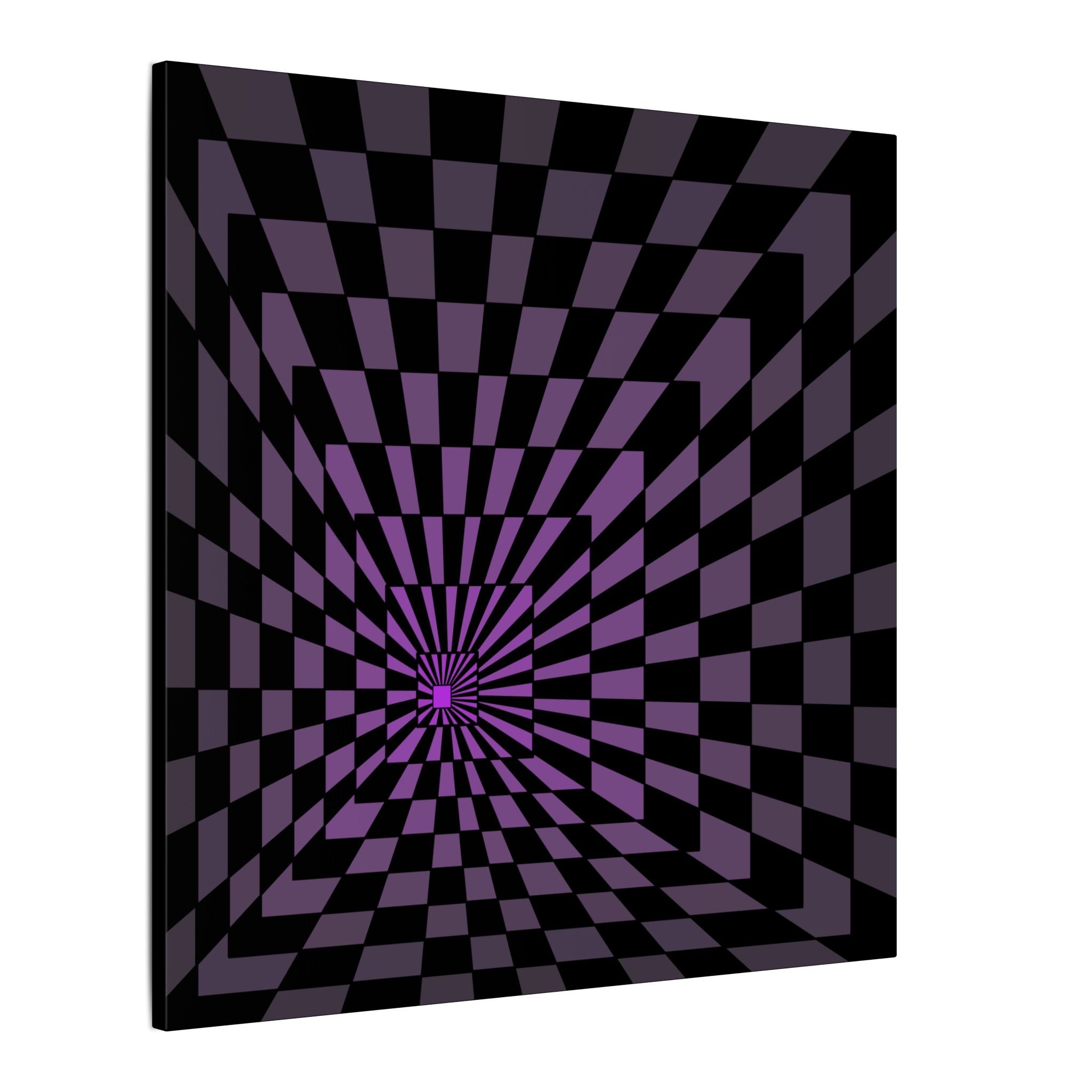 Purple Checkerboard Optical Illusion Canvas