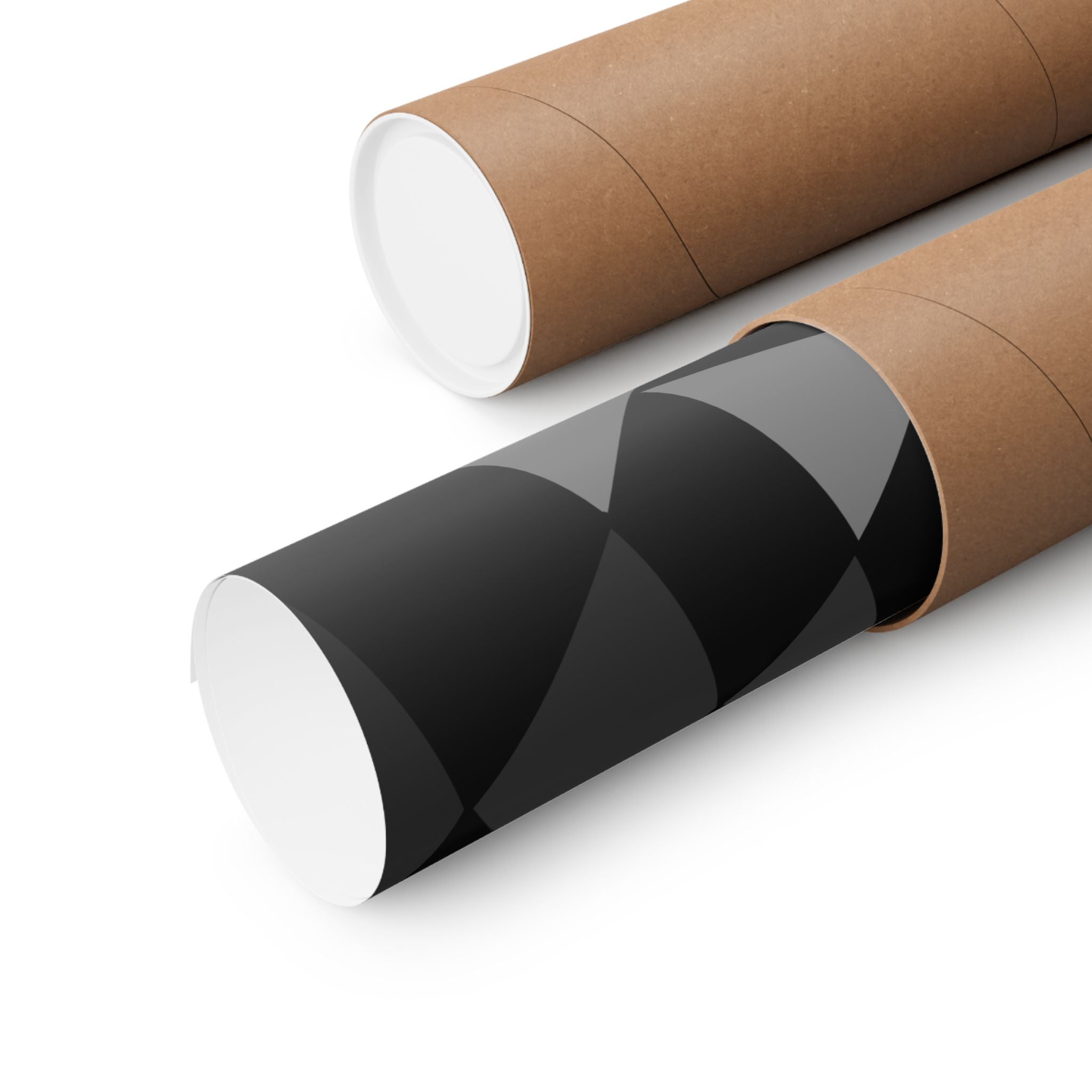 Geometric Spiral Matte Poster - Black & Gray Optical Art Print