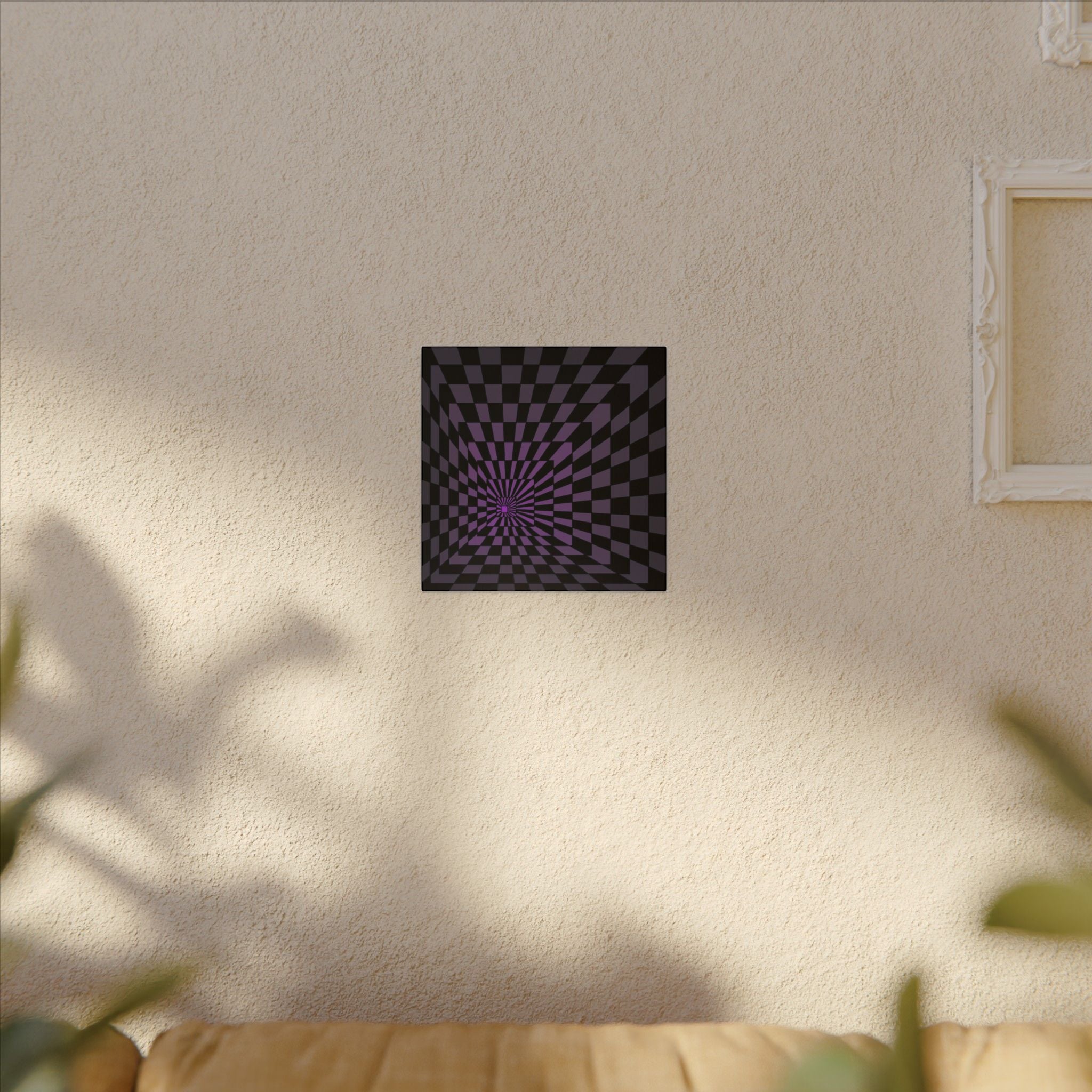 Purple Checkerboard Optical Illusion Canvas