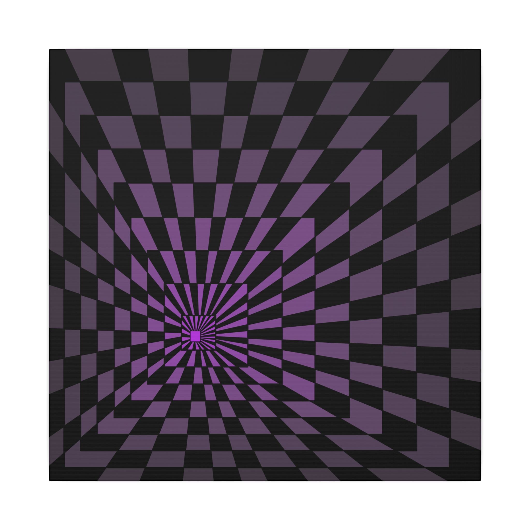 Purple Checkerboard Optical Illusion Canvas 14" x 14" 0.75''