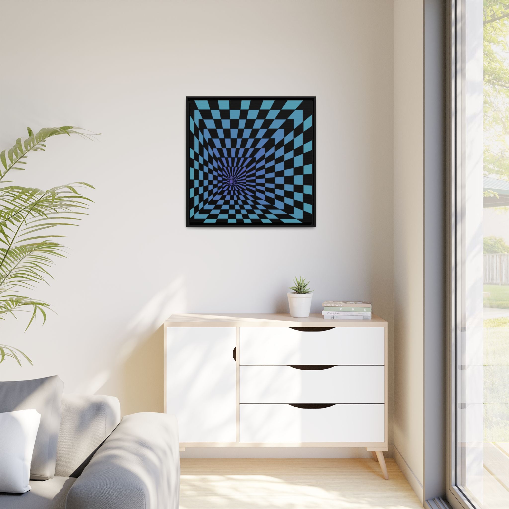 Optical Illusion Tunnel Matte Canvas — Framed Geometric Wall Art
