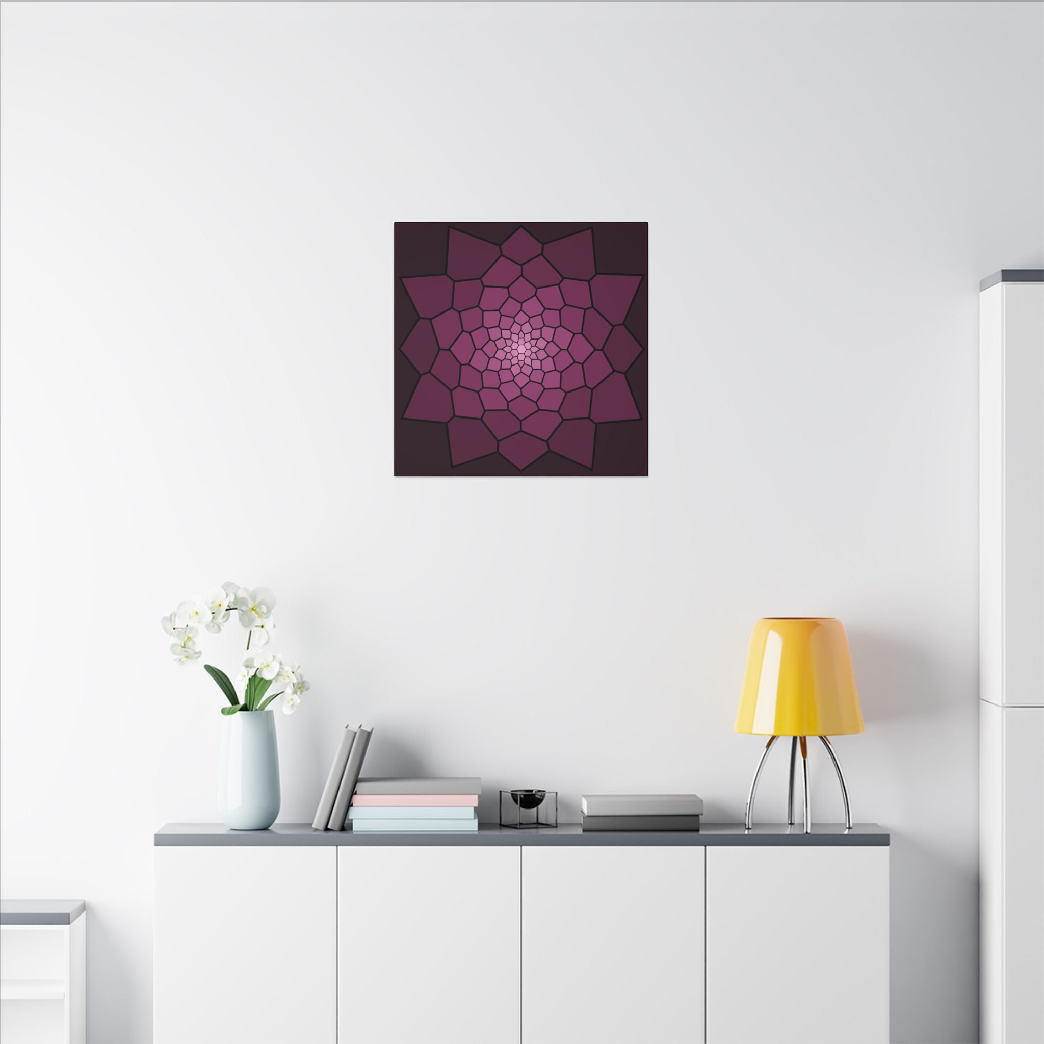 Purple Geometric Blossom Canvas