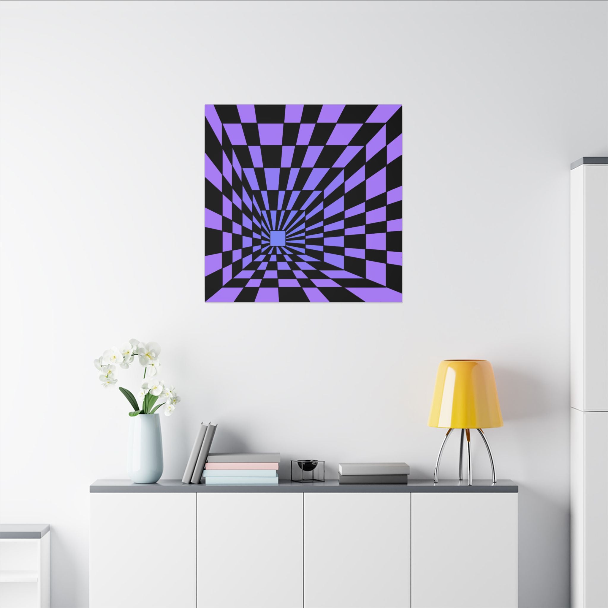 Psychedelic Purple Checkerboard Canvas