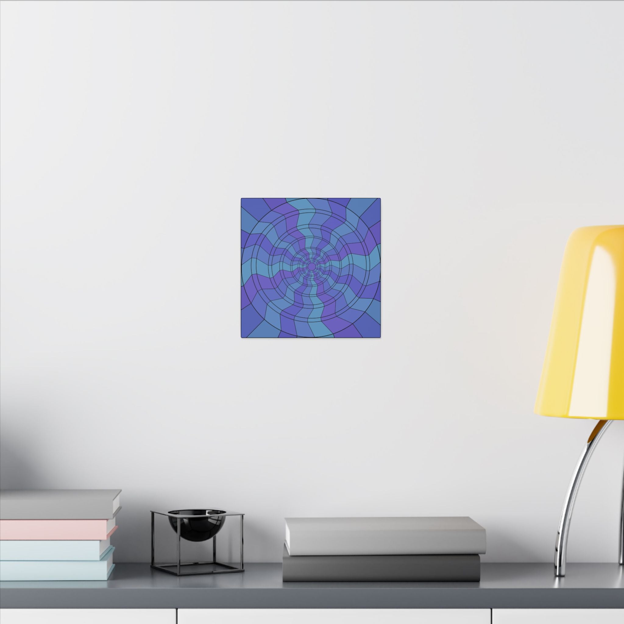 Blue Vortex Abstract Matte Canvas Print — Geometric Spiral Wall Art