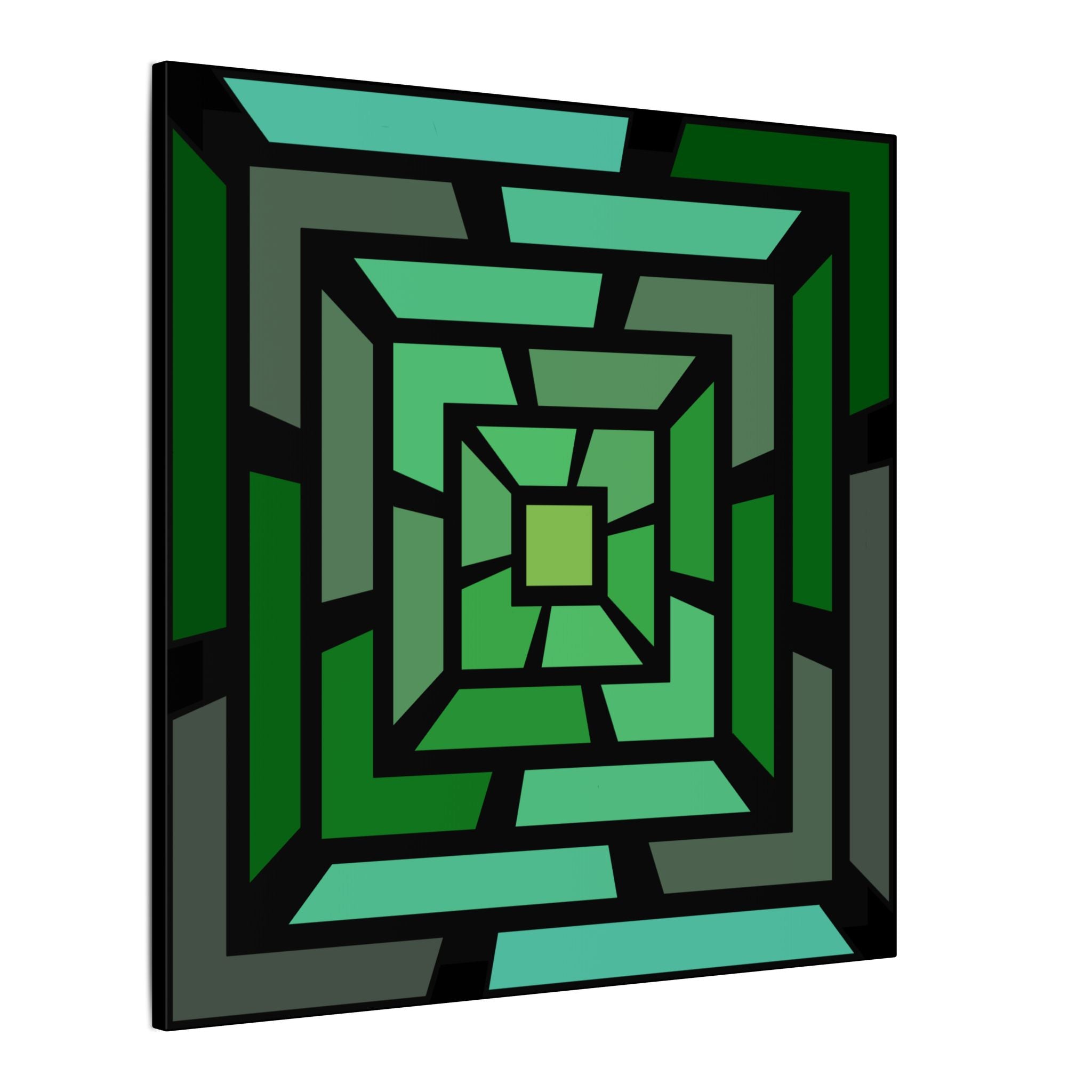 Geometric Green Maze Matte Canvas Wall Art