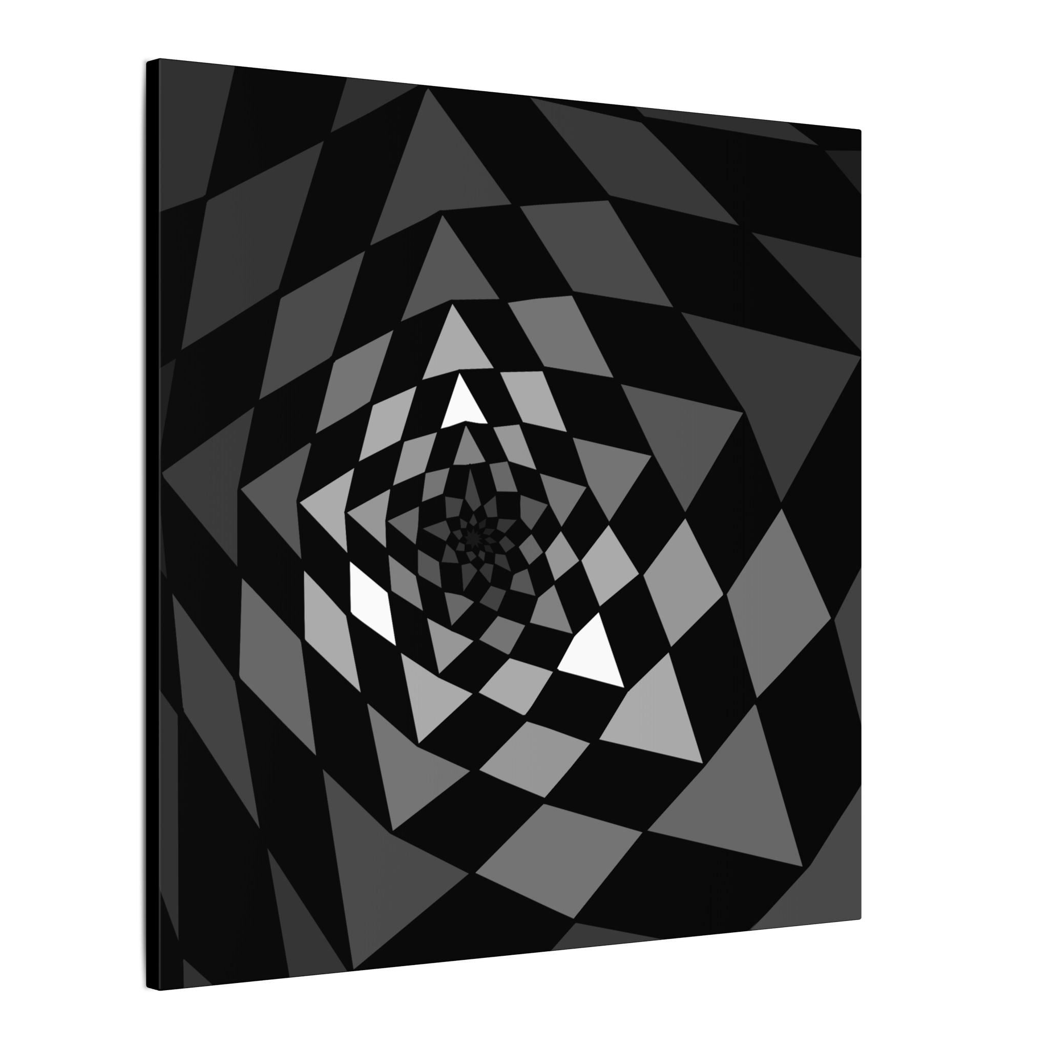 Geometric Spiral Canvas Wall Art — Black & Gray Optical Illusion
