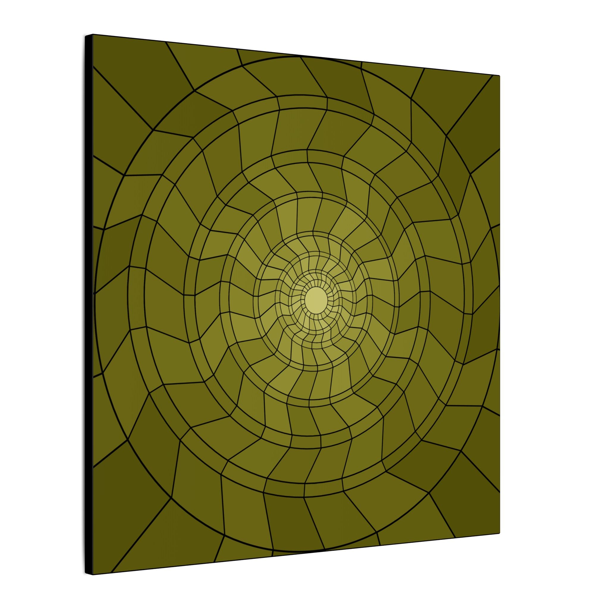 Olive Geometric Vortex Matte Canvas Art
