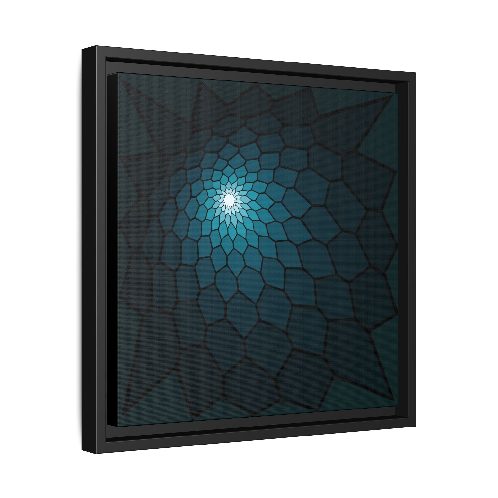 Framed Matte Canvas – Teal Spiral Geometric Wall Art